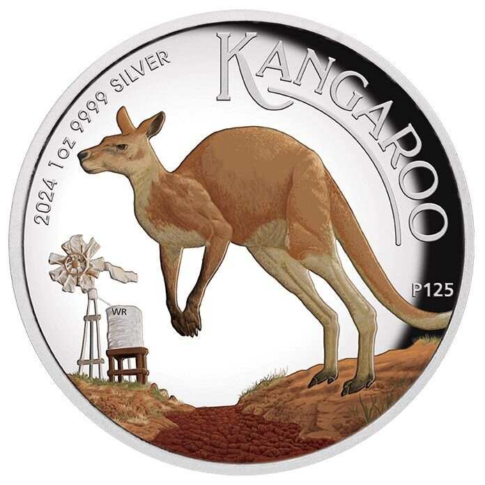 2024 $1 Australian Kangaroo 1oz Silver Proof High Relief Coloured Coin