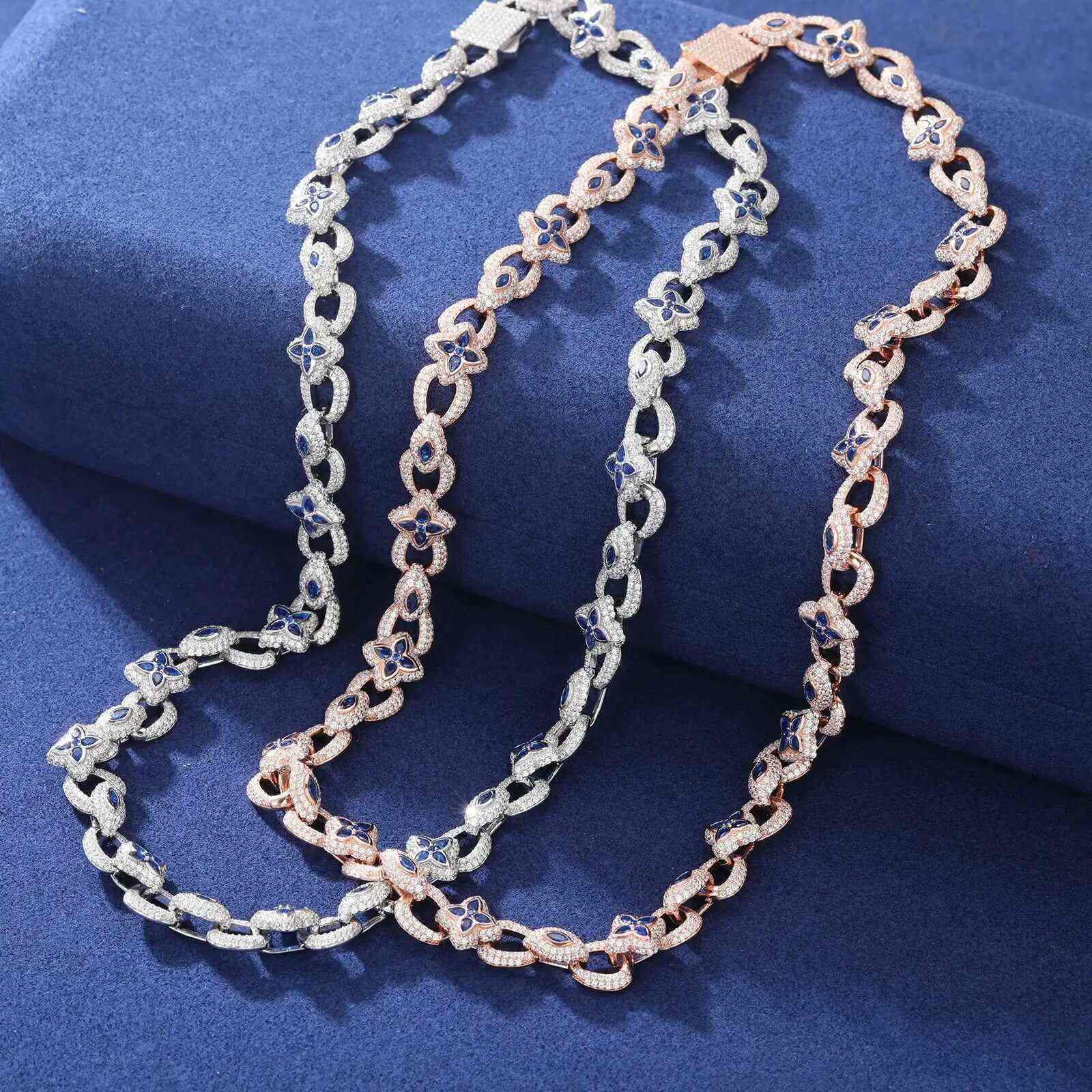 TestTest 10mm S925 Moissanite Evil Eye Four Leaf Clover Link Chain