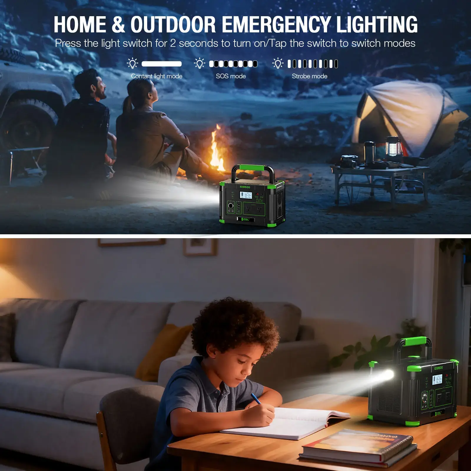 Outdoor Power Station: EBL 500W Solar Generator w/ 519Wh Battery & 10 Ports | Powers Your Camping, Road Trips & Emergencies