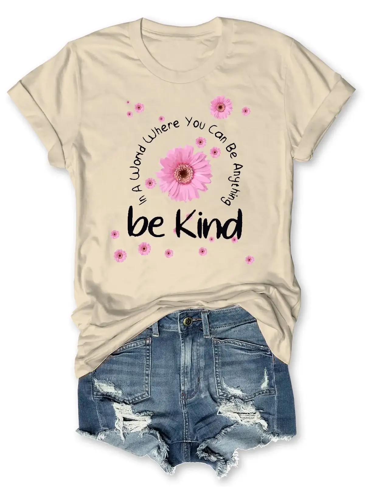 Be Kind Inspirational Letter Print Casual T-Shirt