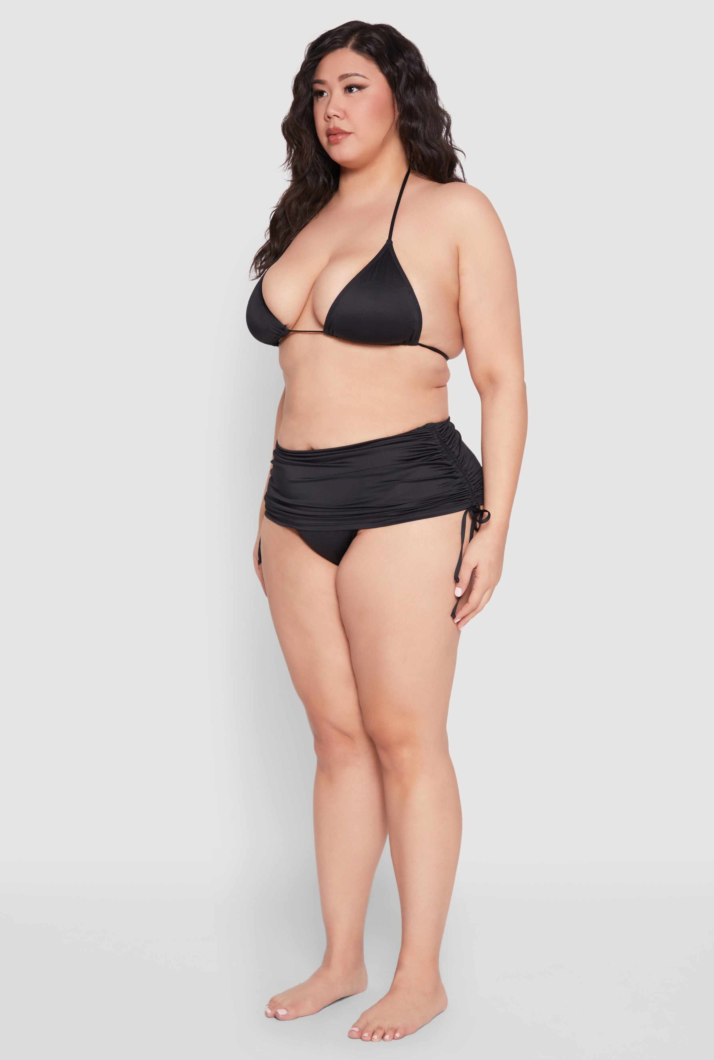 Plus Size Drawstring Ruched Swim Skirt