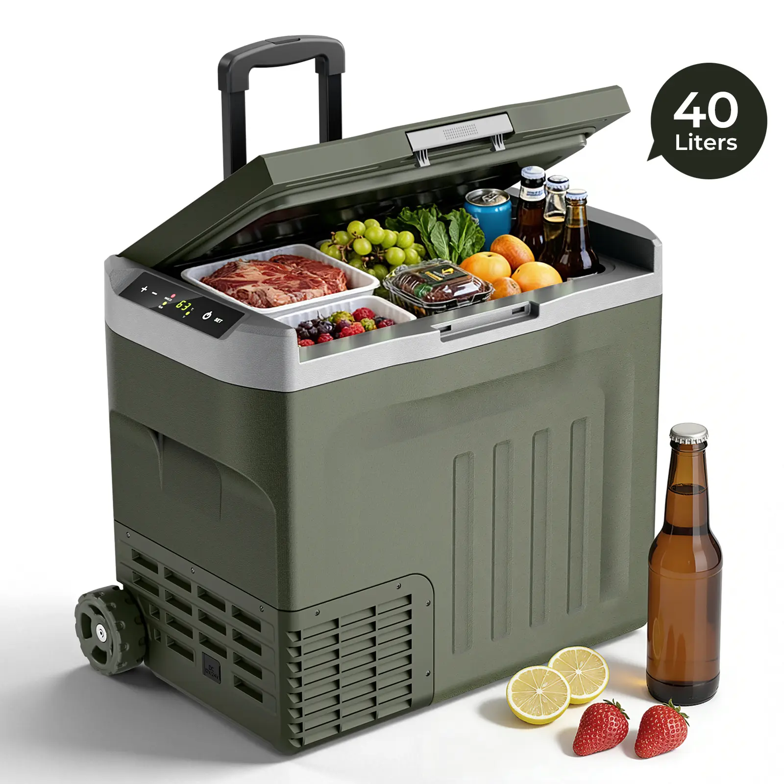 12V Portable Refrigerator 42/53/68QT Compressor Electric Cooler,,  Dual-Voltage 12V/24V DC Car Cooler, -4°F to 68°F Portable Freezer for Car, Truck, RV, Camping, Home, Road Trips，Black