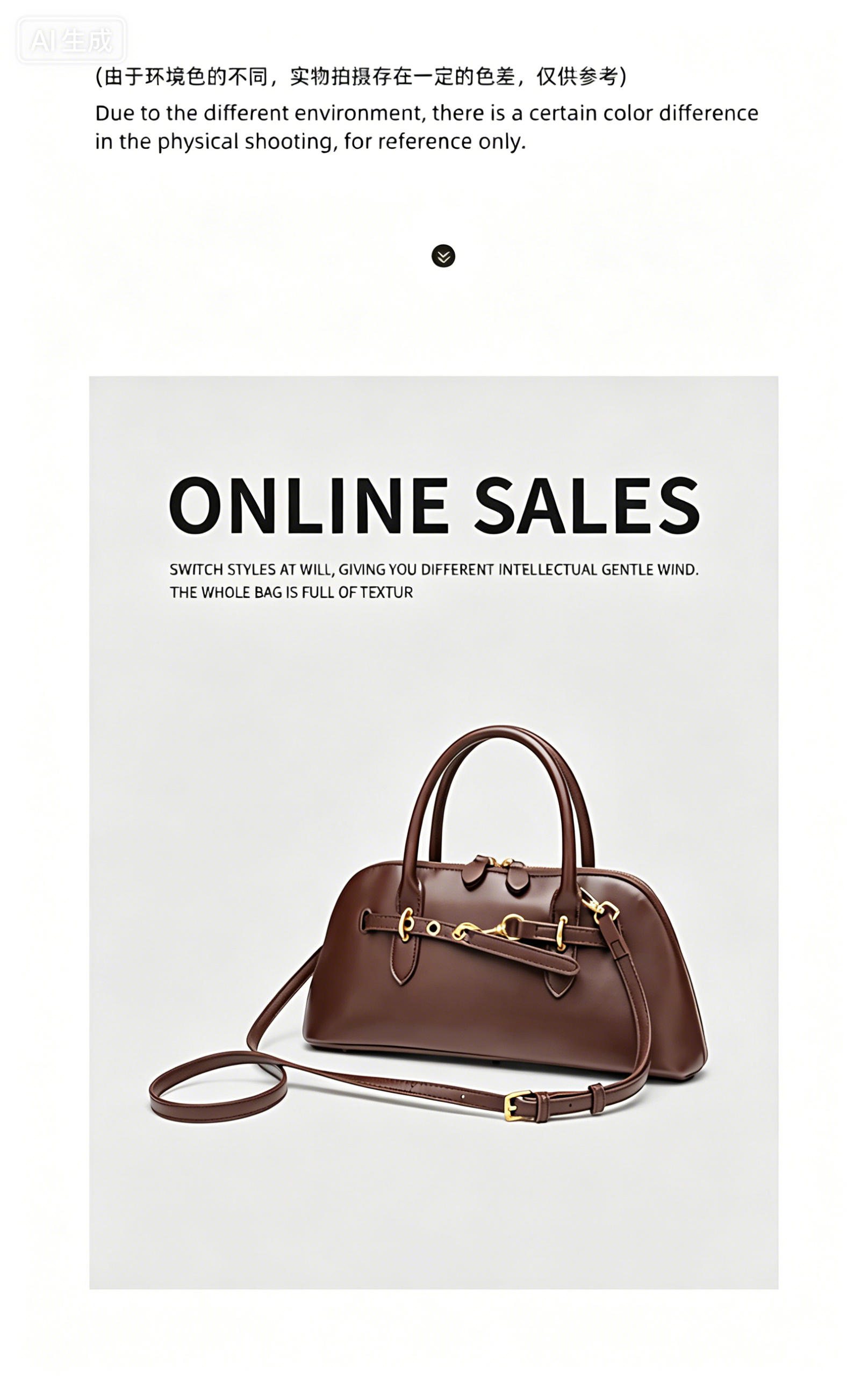 Fashionable bag with classic  design cowhide leather