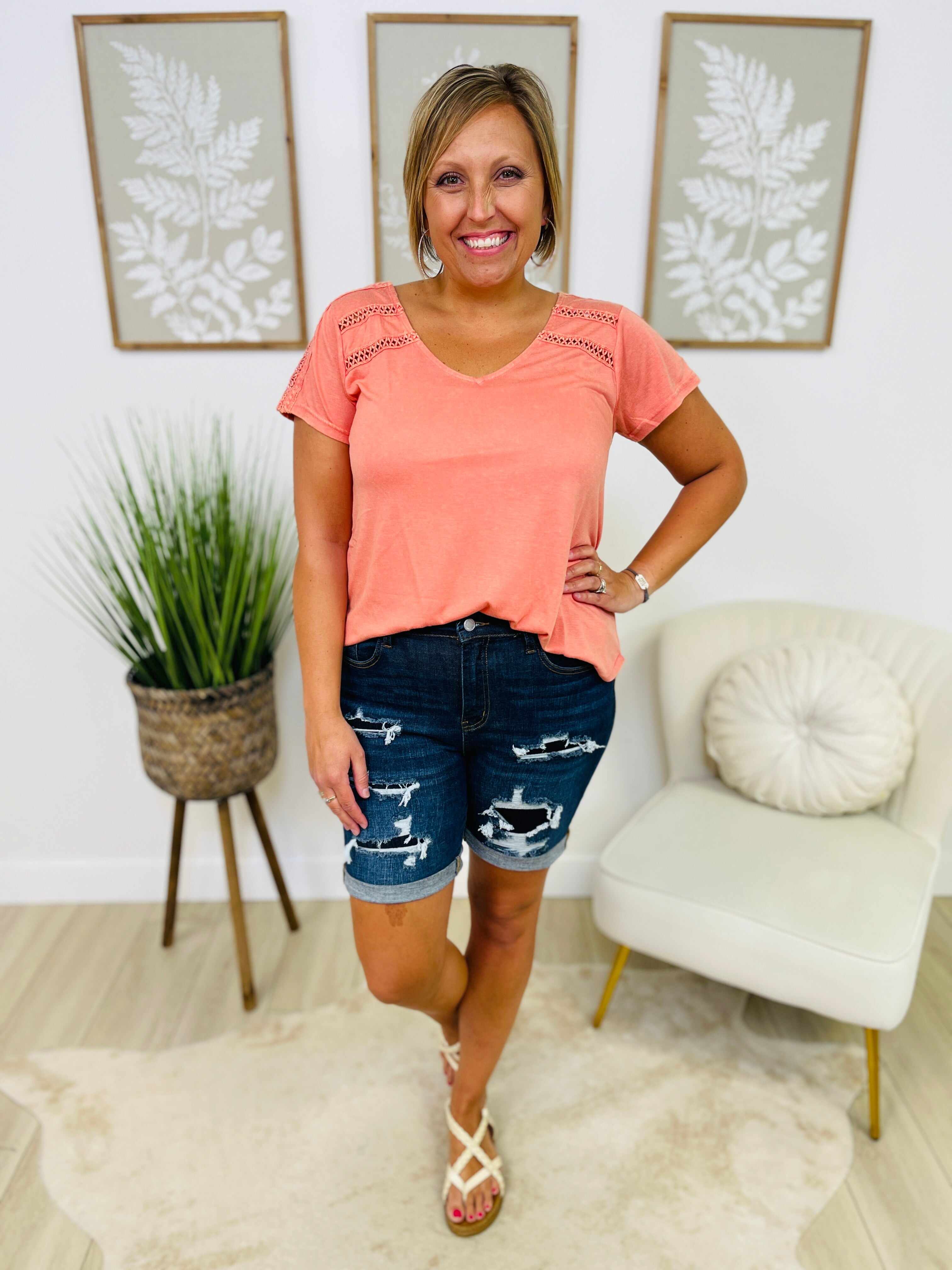PLUS/REG Patch Me Up Buttercup Bermuda Shorts