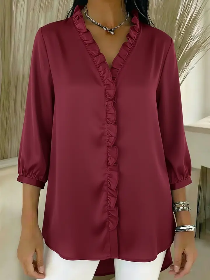 🔥Summer Arrivals🌟Elegant Ruffled Collar Satin Blouse
