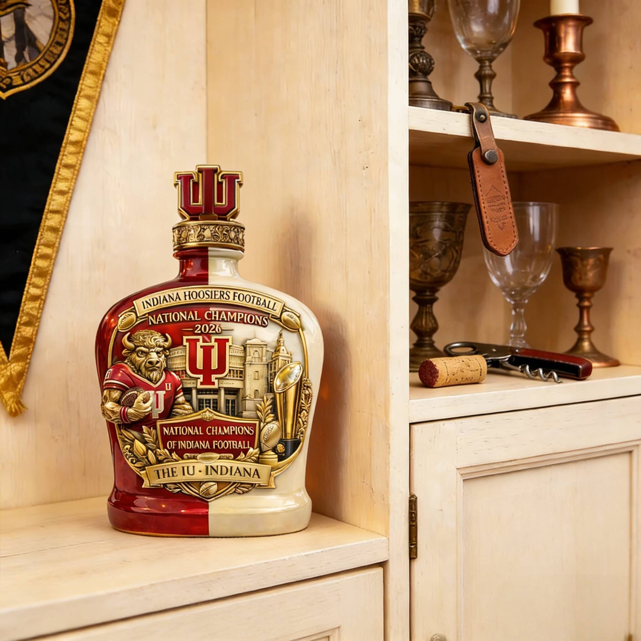 Indiana Hoosiers National Champions 2026 Commemorative Whiskey Bottle