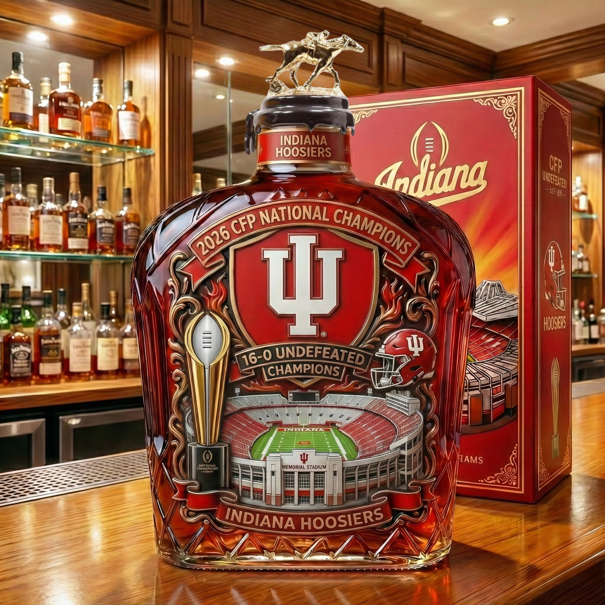 Indiana Hoosiers 2026 CFP National Champions Commemorative Whisky Bottle