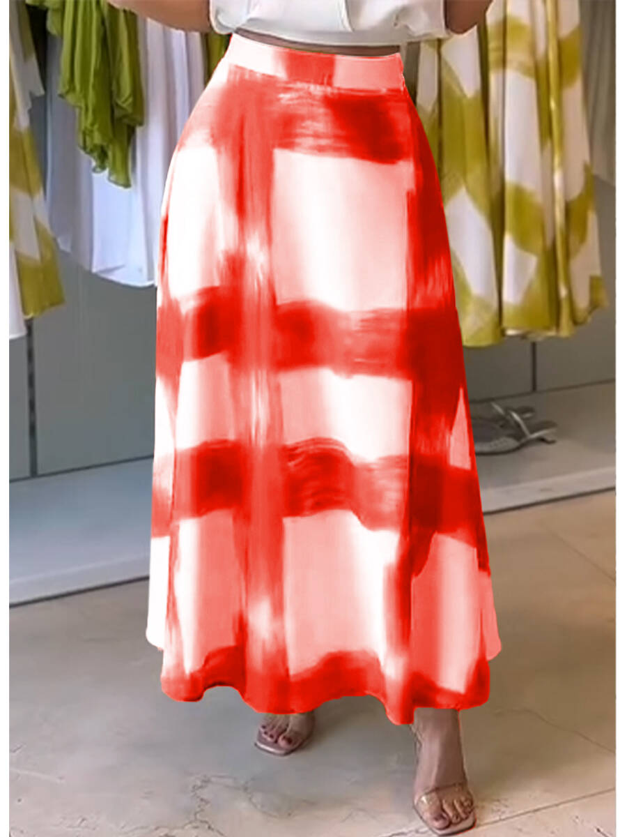 🔥Summer Arrivals🌟Women's Brushstroke Print Cotton and Linen Skirt