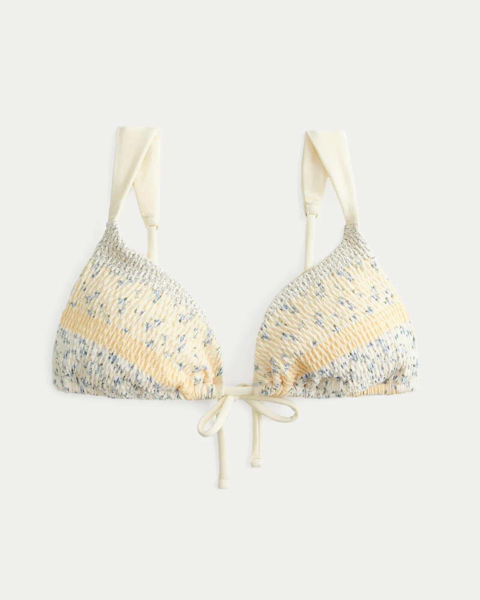 Smocked Over-the-Shoulder Triangle Bikini Top