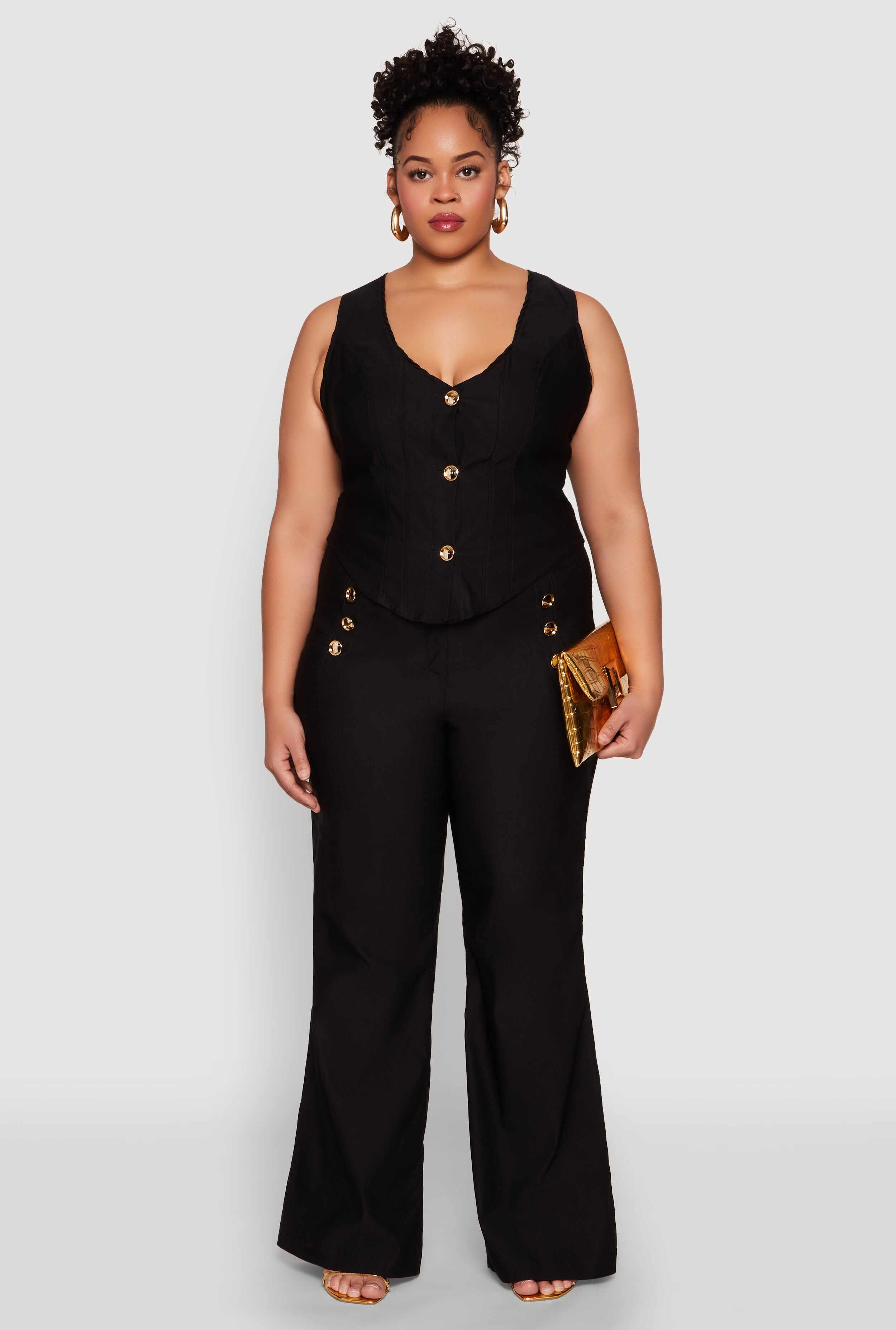 Plus Size Cropped Corset Detail Vest