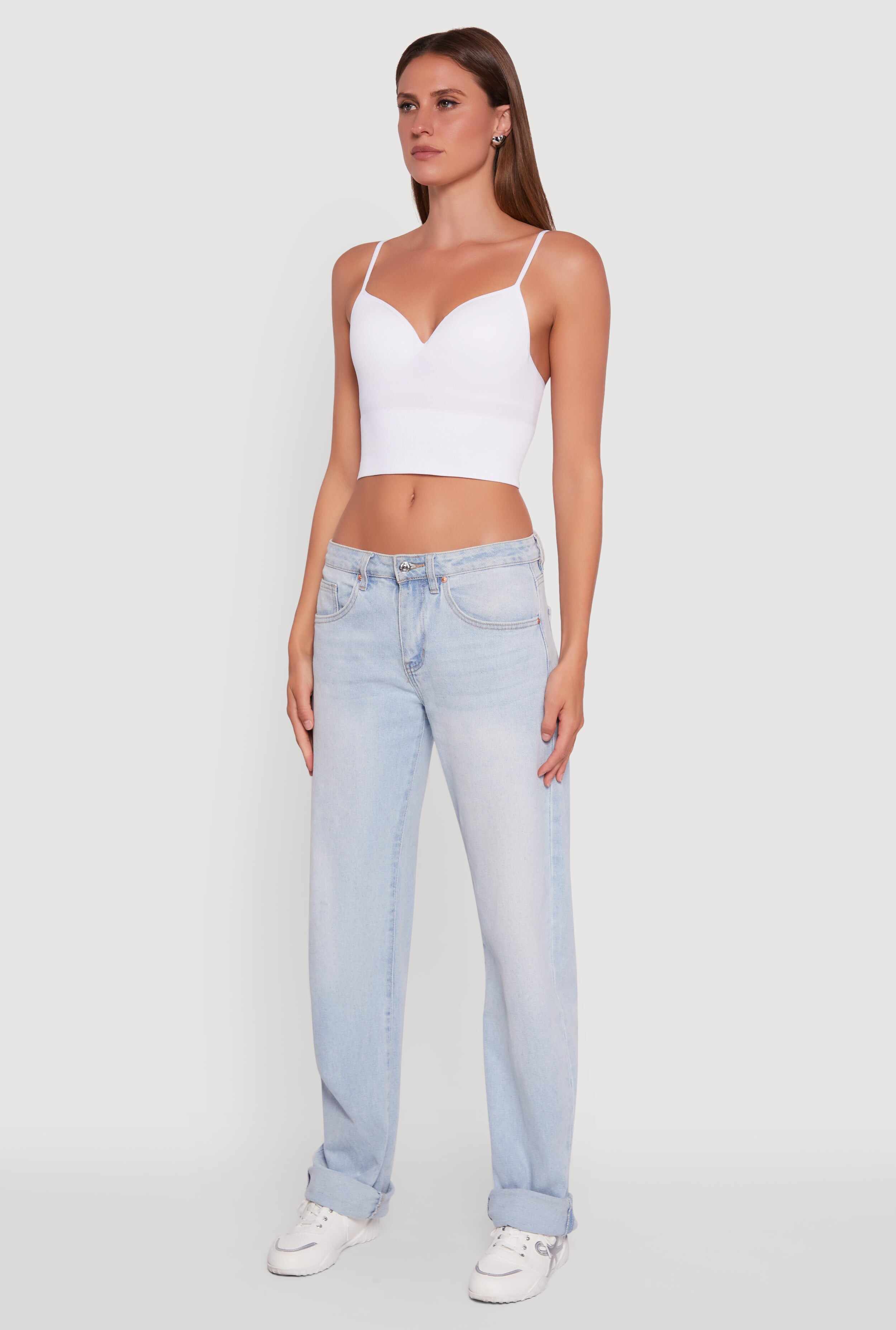 Seamless Cropped Padded Shelf Bra Cami