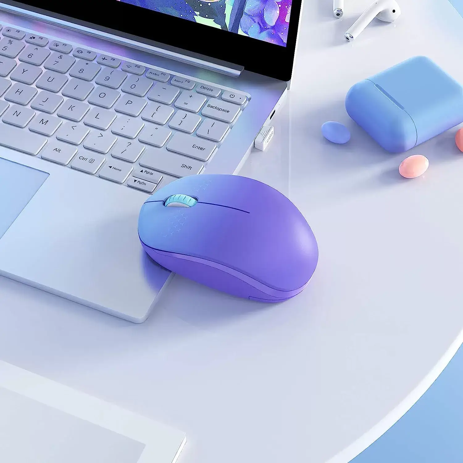 seenda Wireless Mouse, 2.4G Noiseless Mouse with USB Receiver - Portable Computer Mice for PC, Tablet, Laptop with Windows System - Mint Green