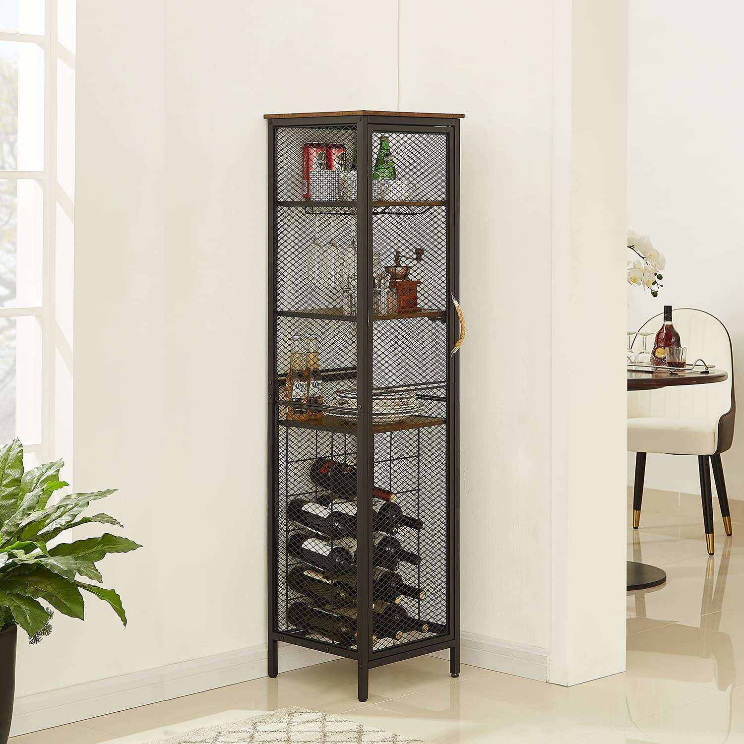 VECELO 3-Tier Wine Racks Cabinet with Door