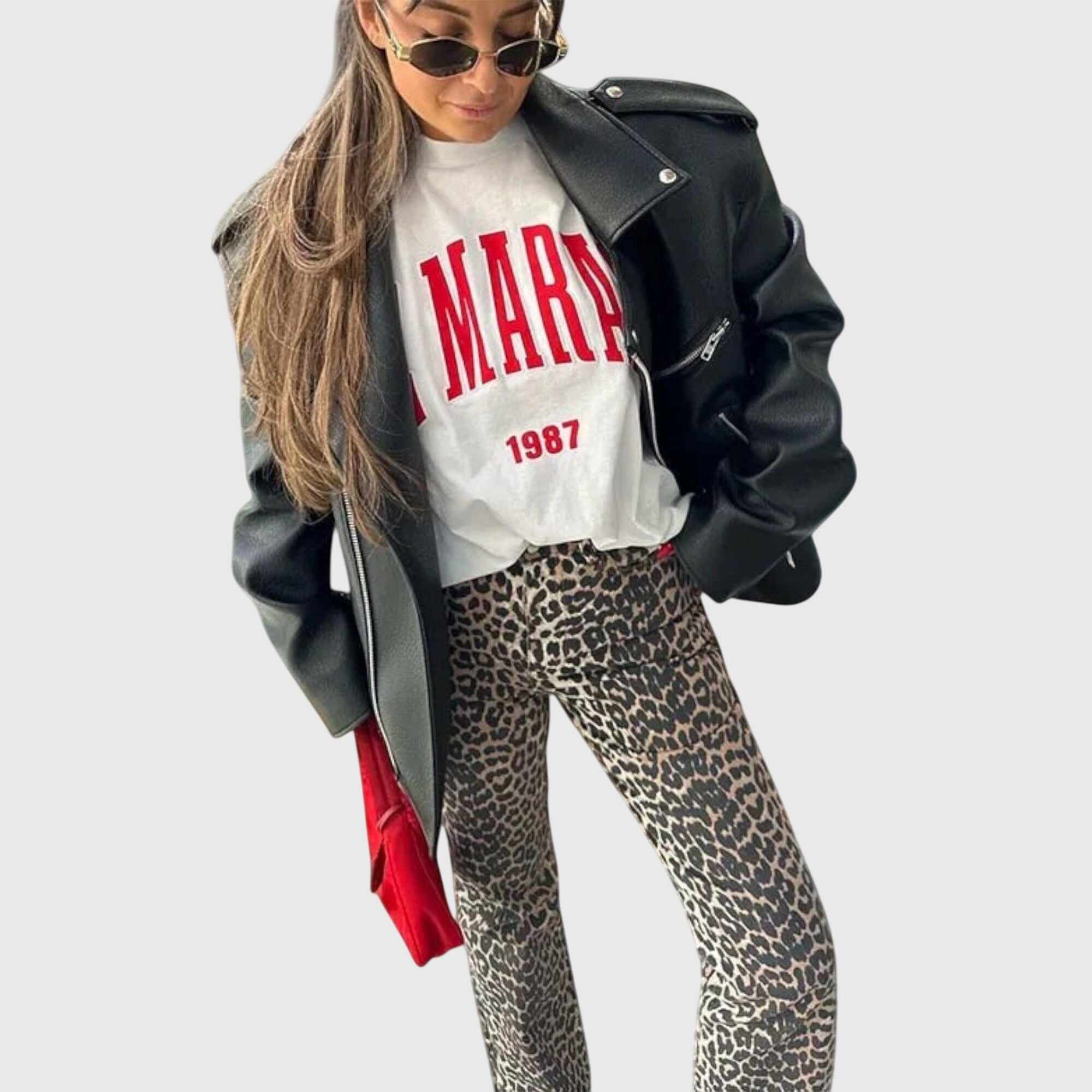 Chandra - Vintage Jeans with Leopard Print