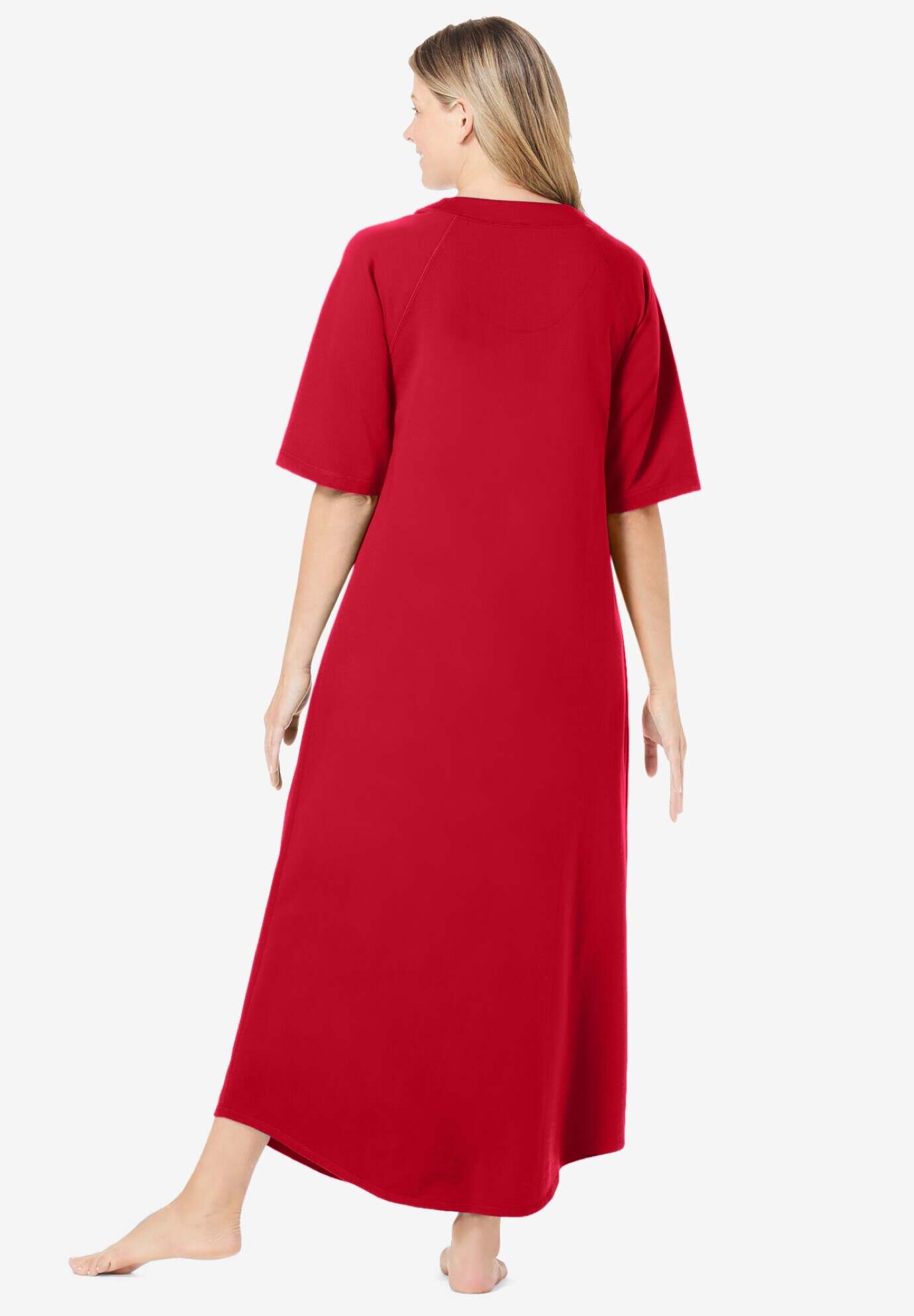Long French Terry Zip-Front Robe