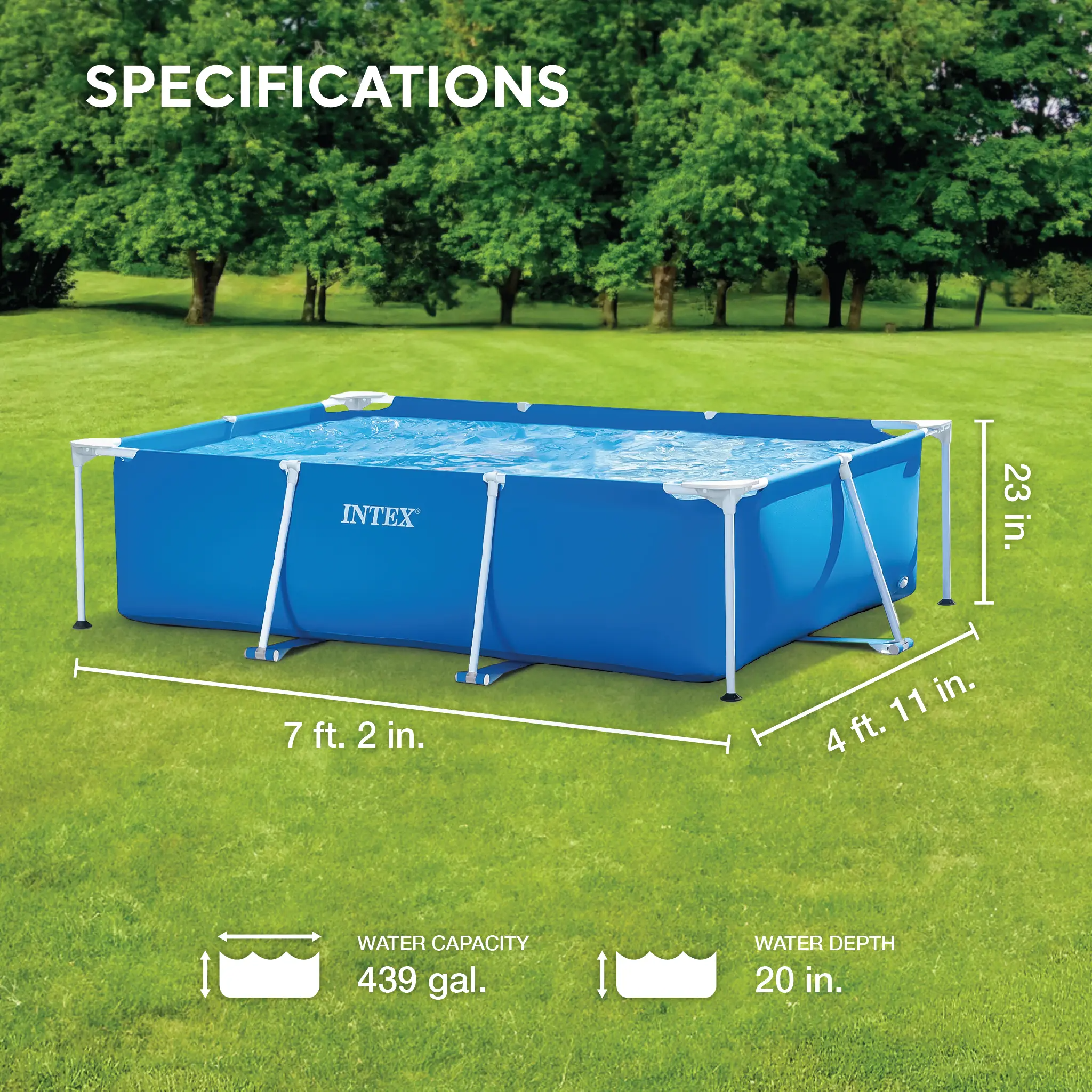 Outdoor Rectangular/Round Frame Above Ground Swimming Pool, Pink/Blue 23-30 Inches Deep (pump not included)