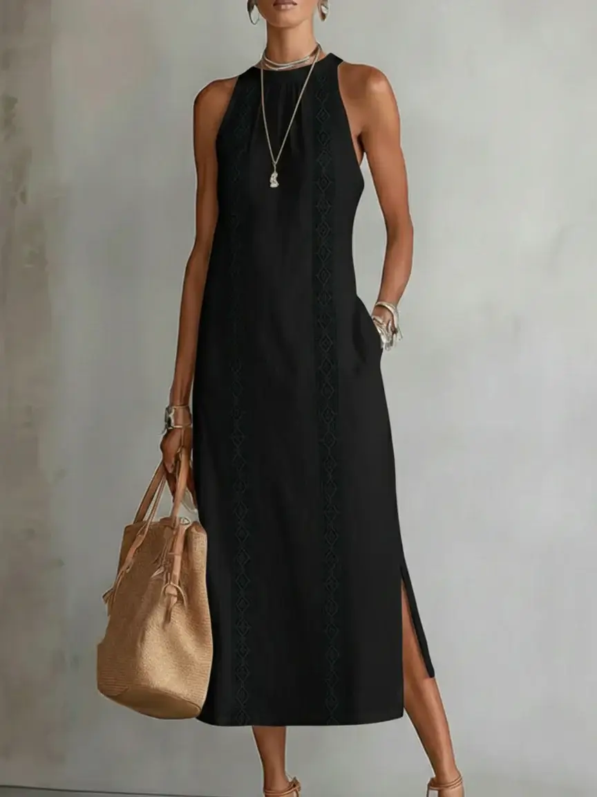 🔥Summer Arrivals🌟🌿 Retro Cozy Lace Minimalist Linen Dress — Timeless. Elegant. Effortlessly You.