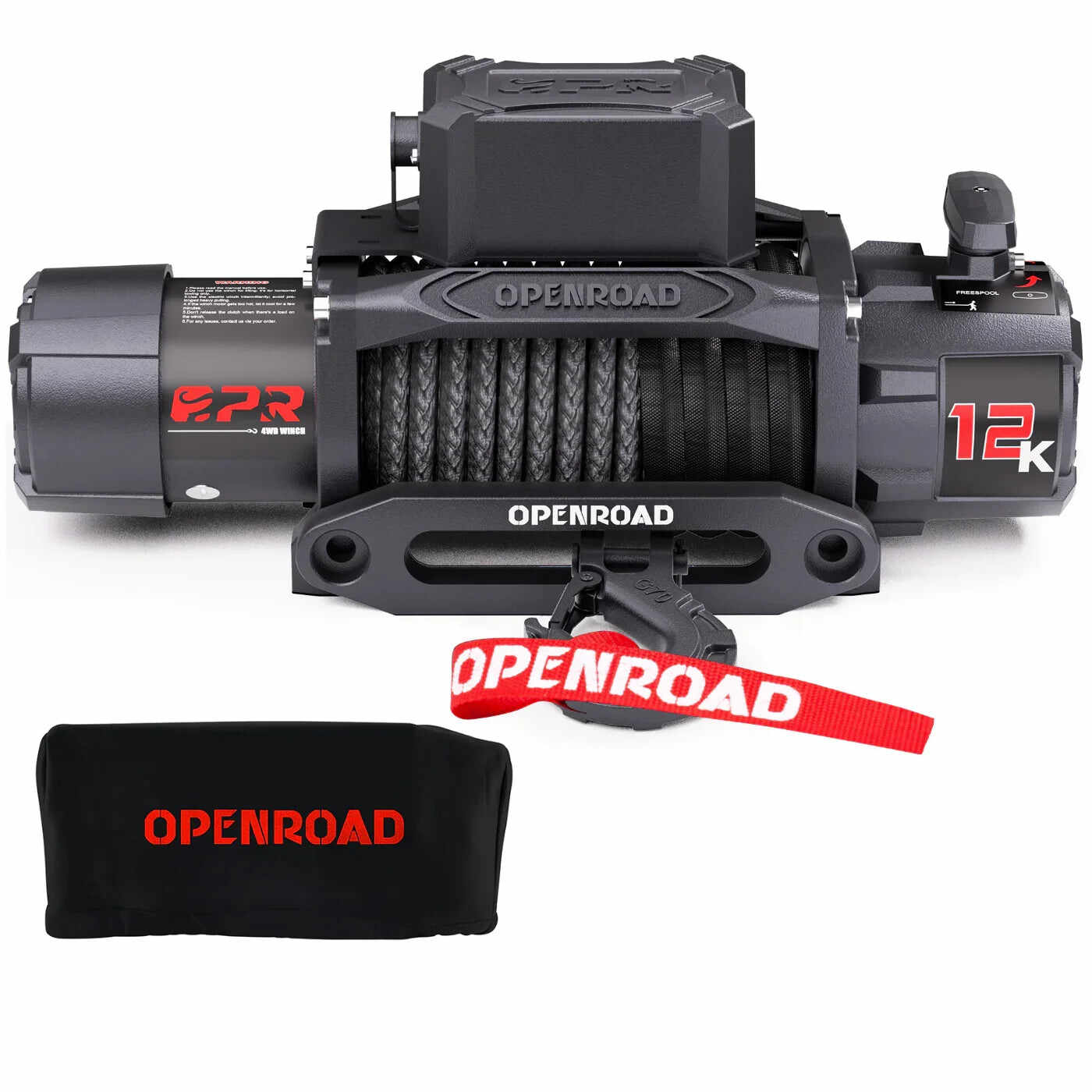 OPENROAD 12,000lbs Electric Winch with Synthetic Rope-Panther Series 3S