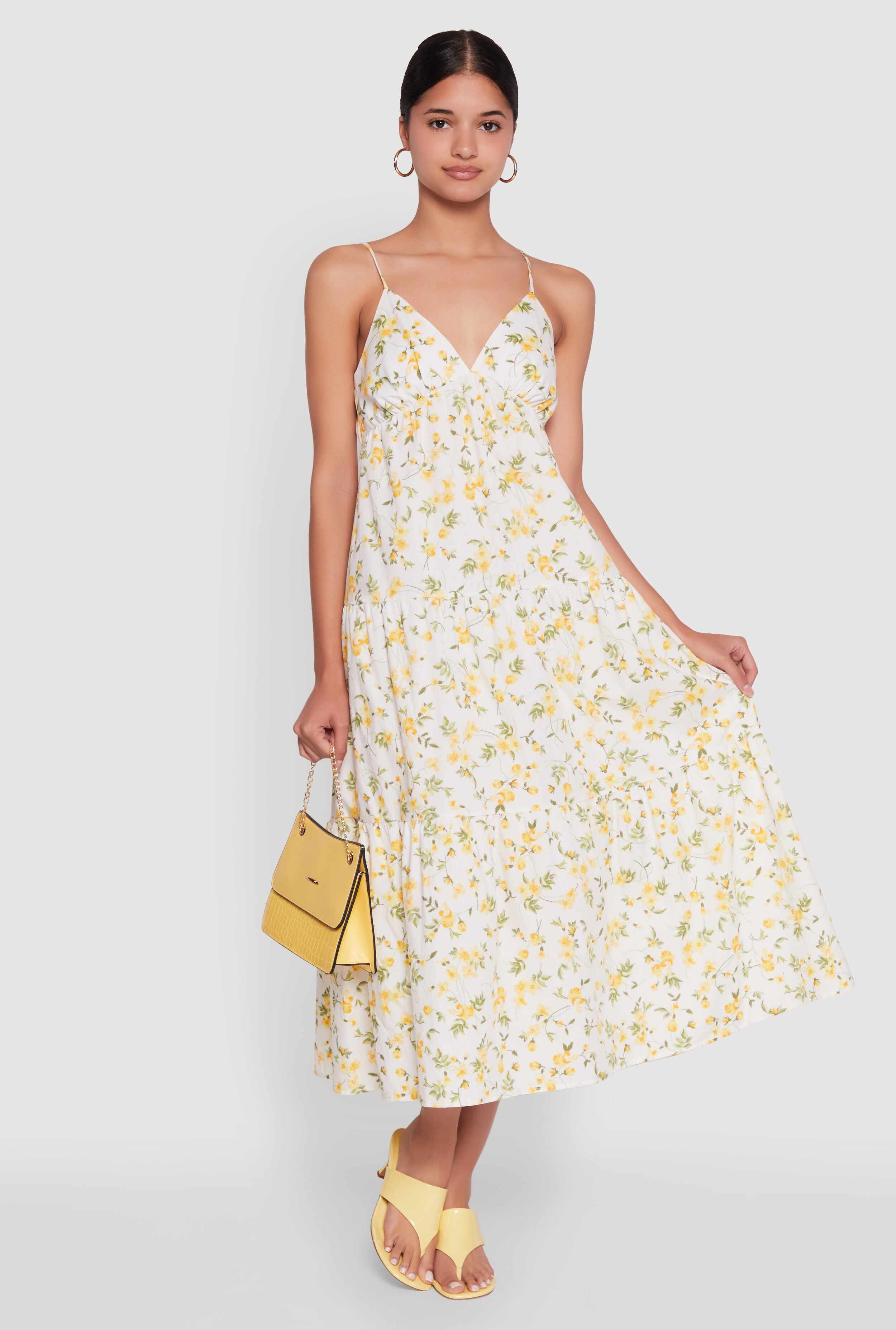 Haute Monde Floral Tiered Midi Dress