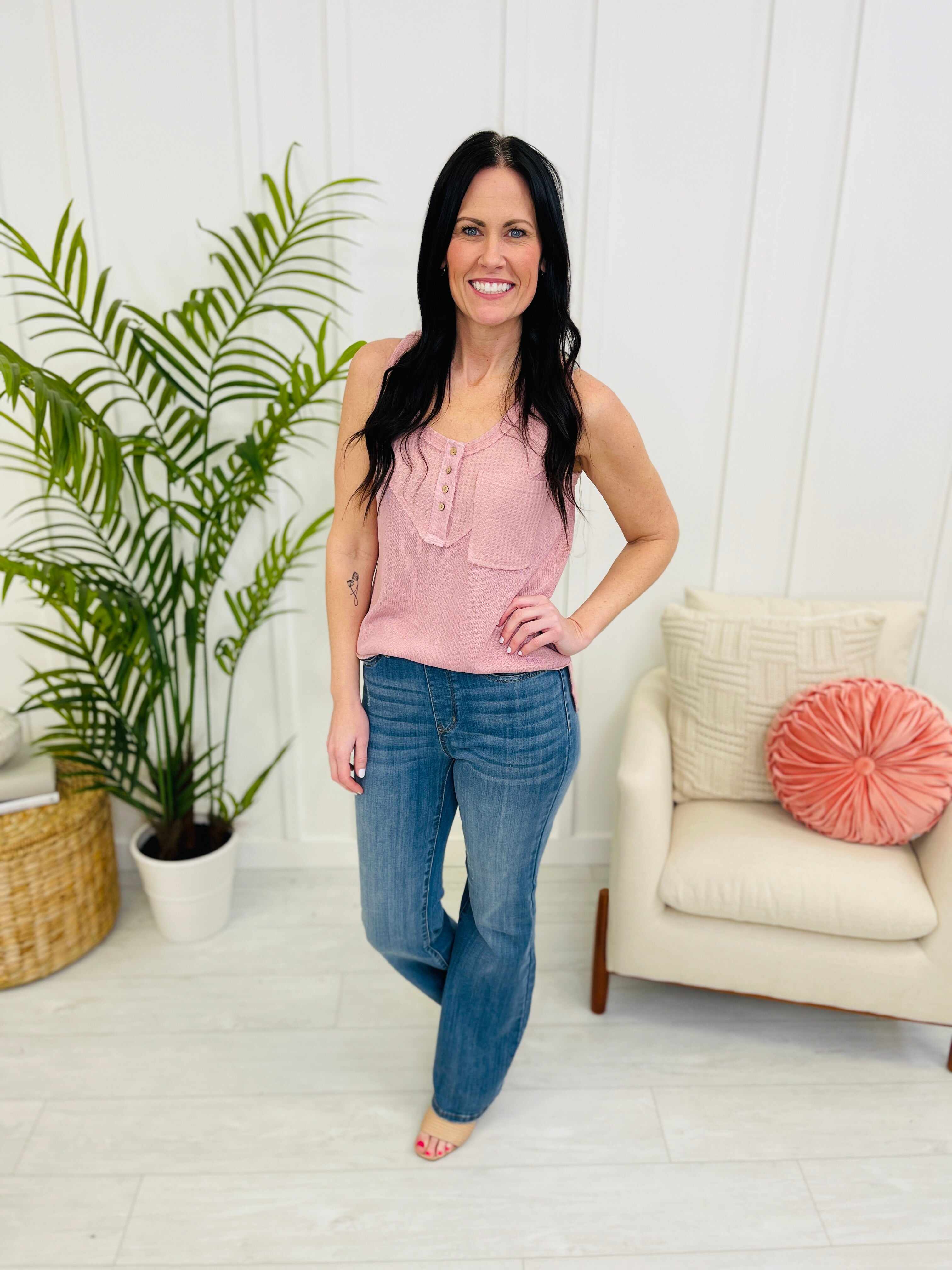 REG/CURVY Elastic Heart Pull On Slim Bootcut Jeans