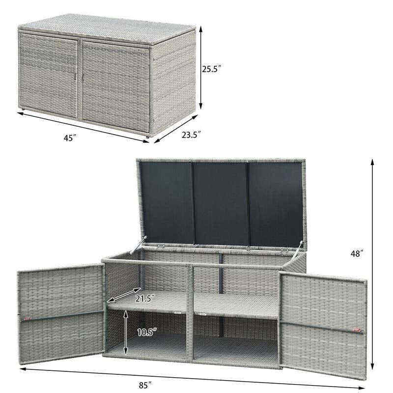 88 Gallon Rattan Deck Storage Box Patio Container