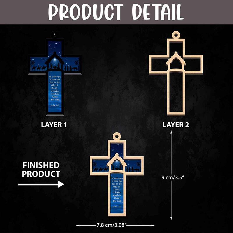 Nativity Cross Scripture Christmas Ornament