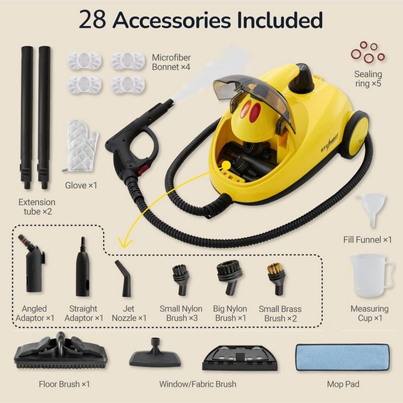 Steambot Steam Cleaner with High Pressure Steam, 2L Large Water Tank Capacity, 28 Accessories with storage case design, Heavy Duty Chemical-Free Deep Cleaning for House, Kitchen, Bathroom, Car, Multi-Purpose Cleaning, Steamer for Cleaning,Floor Steamer