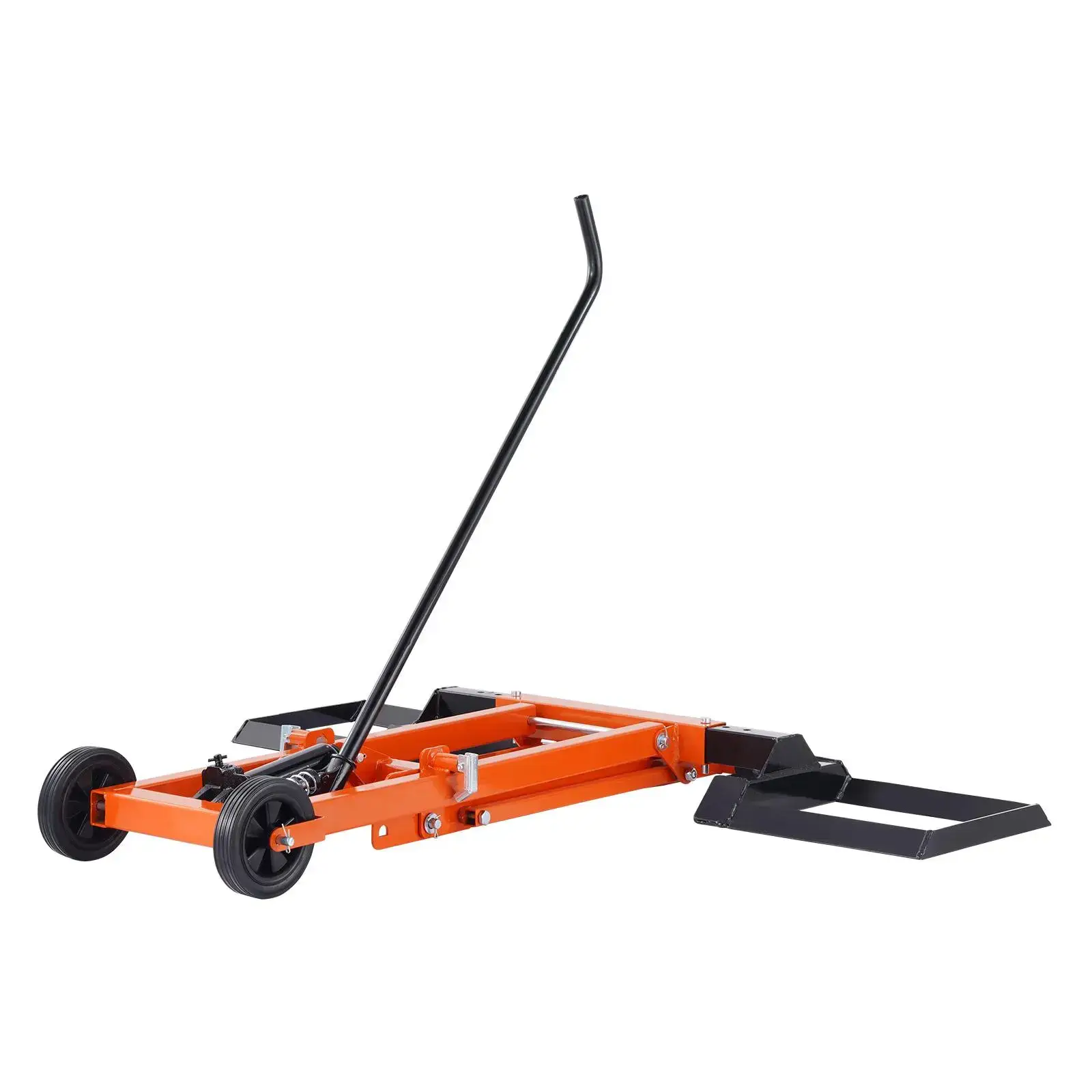 Lawn Mower Lift with Hydraulic Jack, 500 Lbs Weight Capacity, Solid Carbon Steel Lawn Mower Lift, Adjustable Movable Lawn Lifter for Riding Tractors and Zero Turn Lawn Mowers, Orange