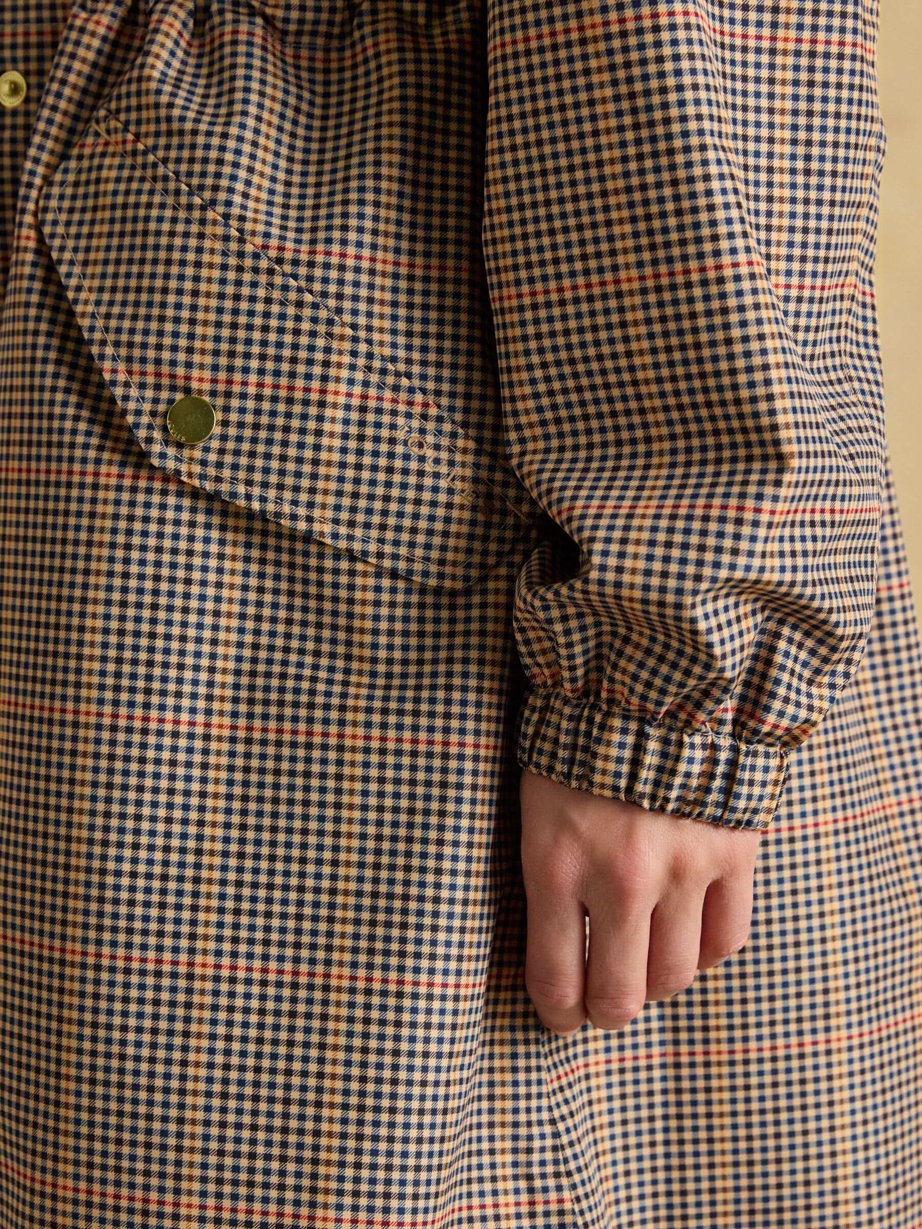 Holkham Brown Check Waterproof Packable Raincoat With Hood
