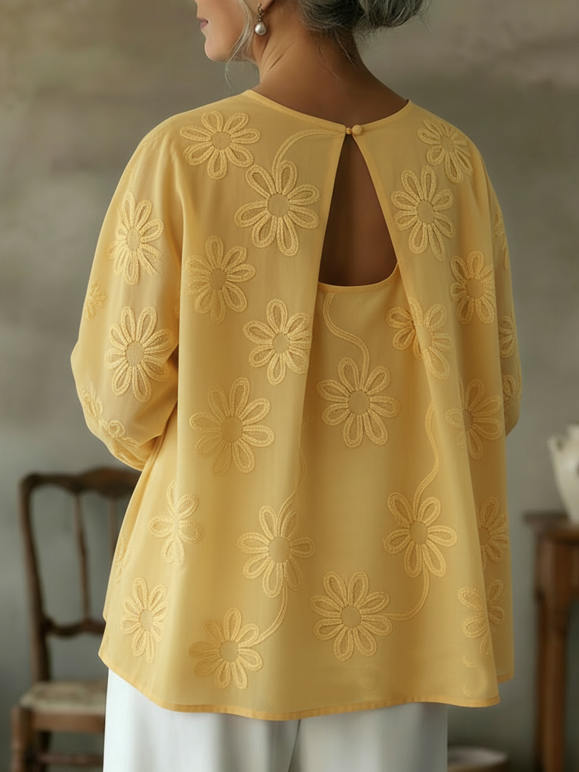 🔥Summer Arrivals🌟Romantic Floral Embroidered Cutout Design Blouse Shirt