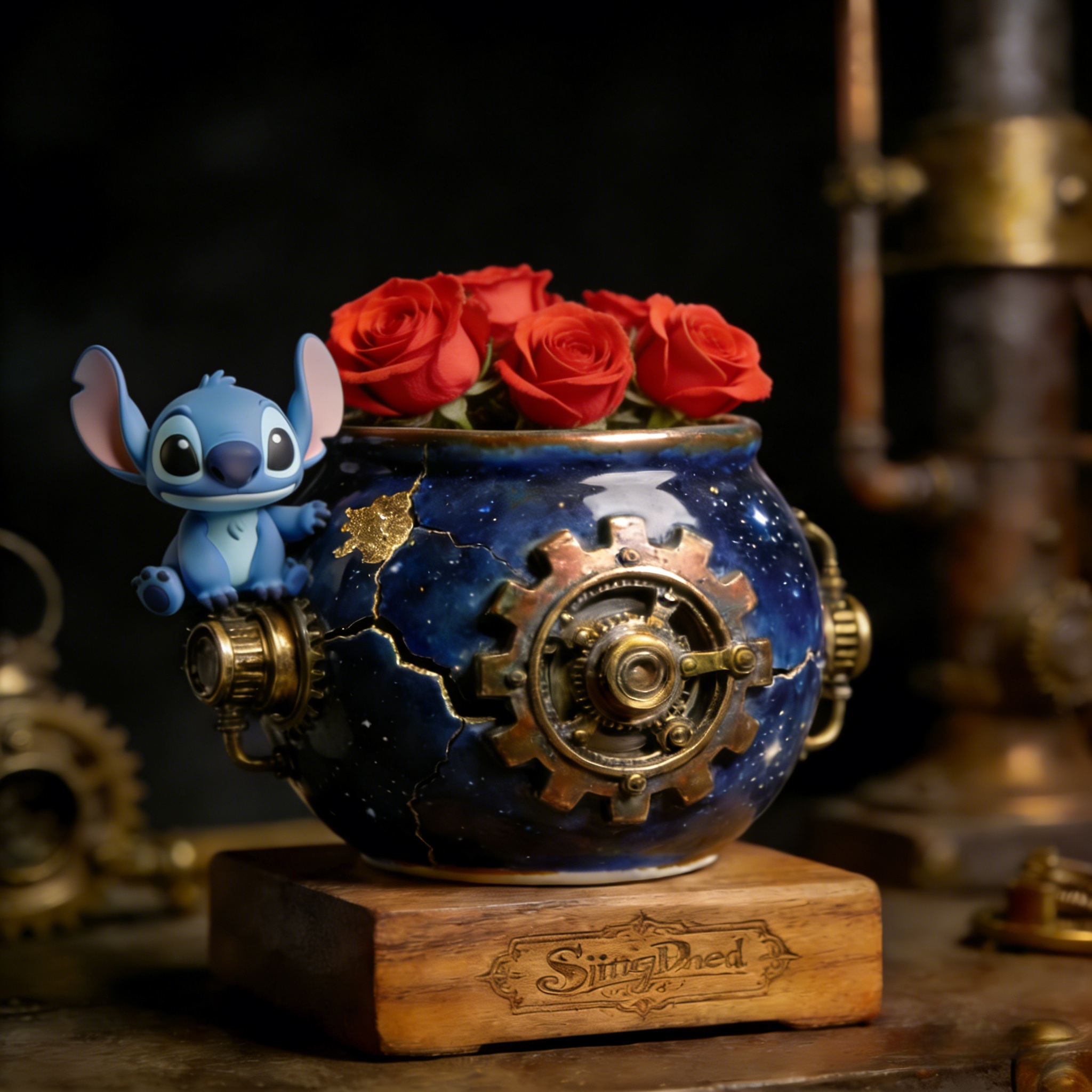 🌌 Stitch's Steampunk Galaxy Planter – Ohana Forever 🪐
