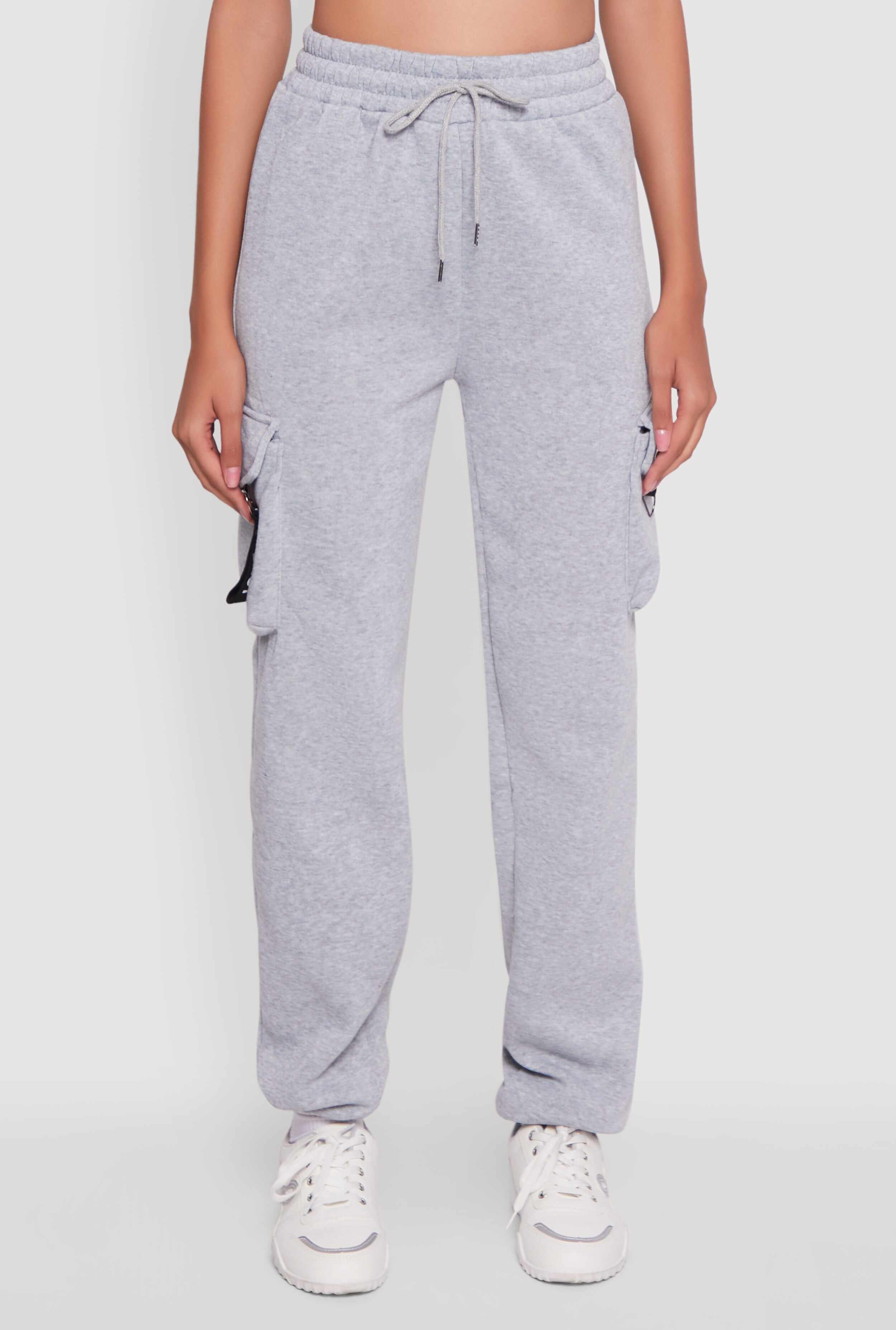 High Waisted Love Graphic D Ring Closure Cargo Sweatpants