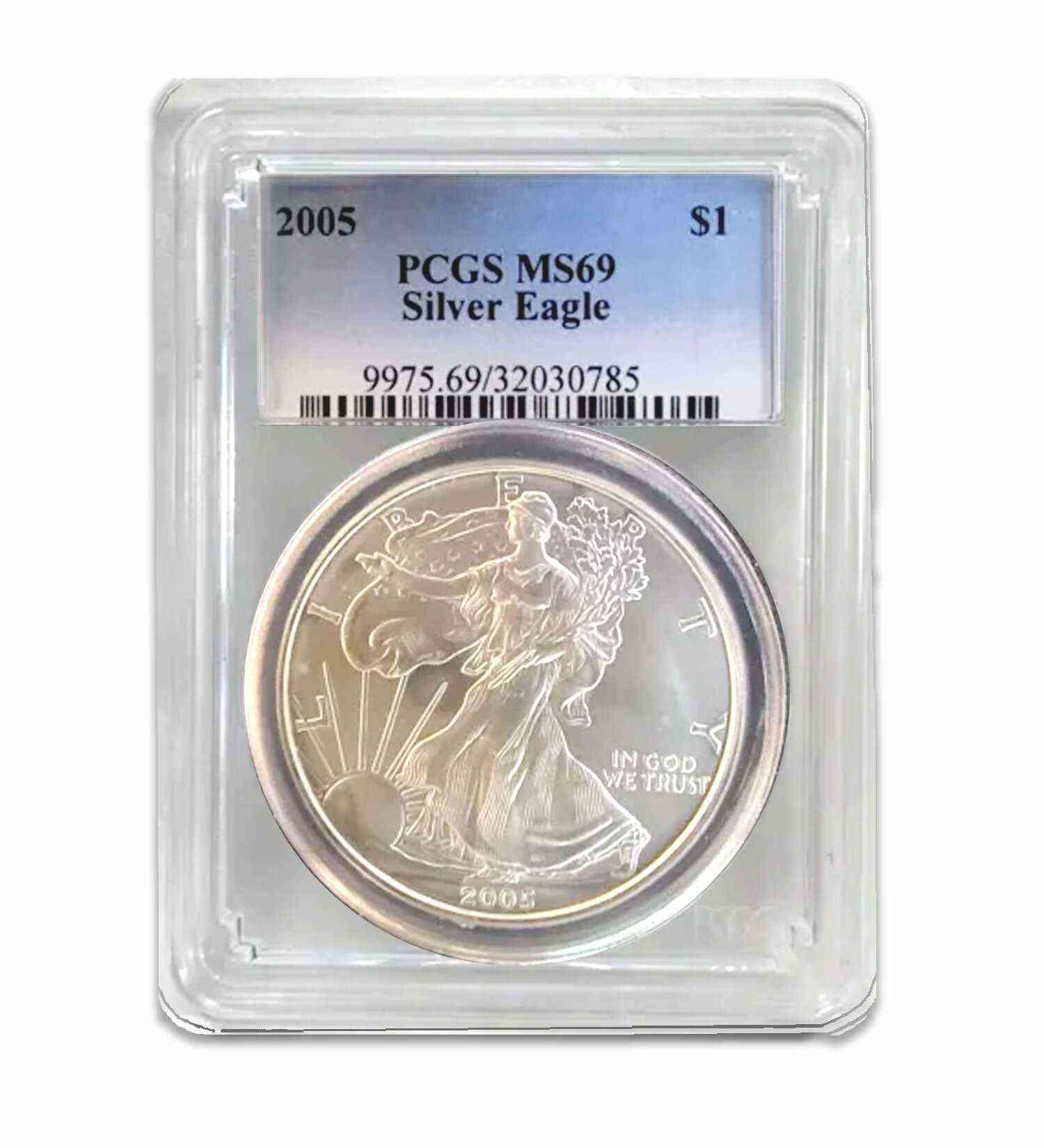 2005 $1 American Silver Eagle MS69 PCGS