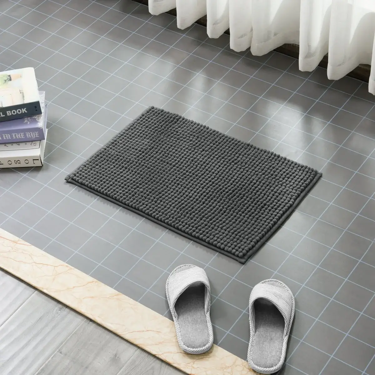Subrtex Luxury Chenille Bath Rugs Soft Bathroom Mats