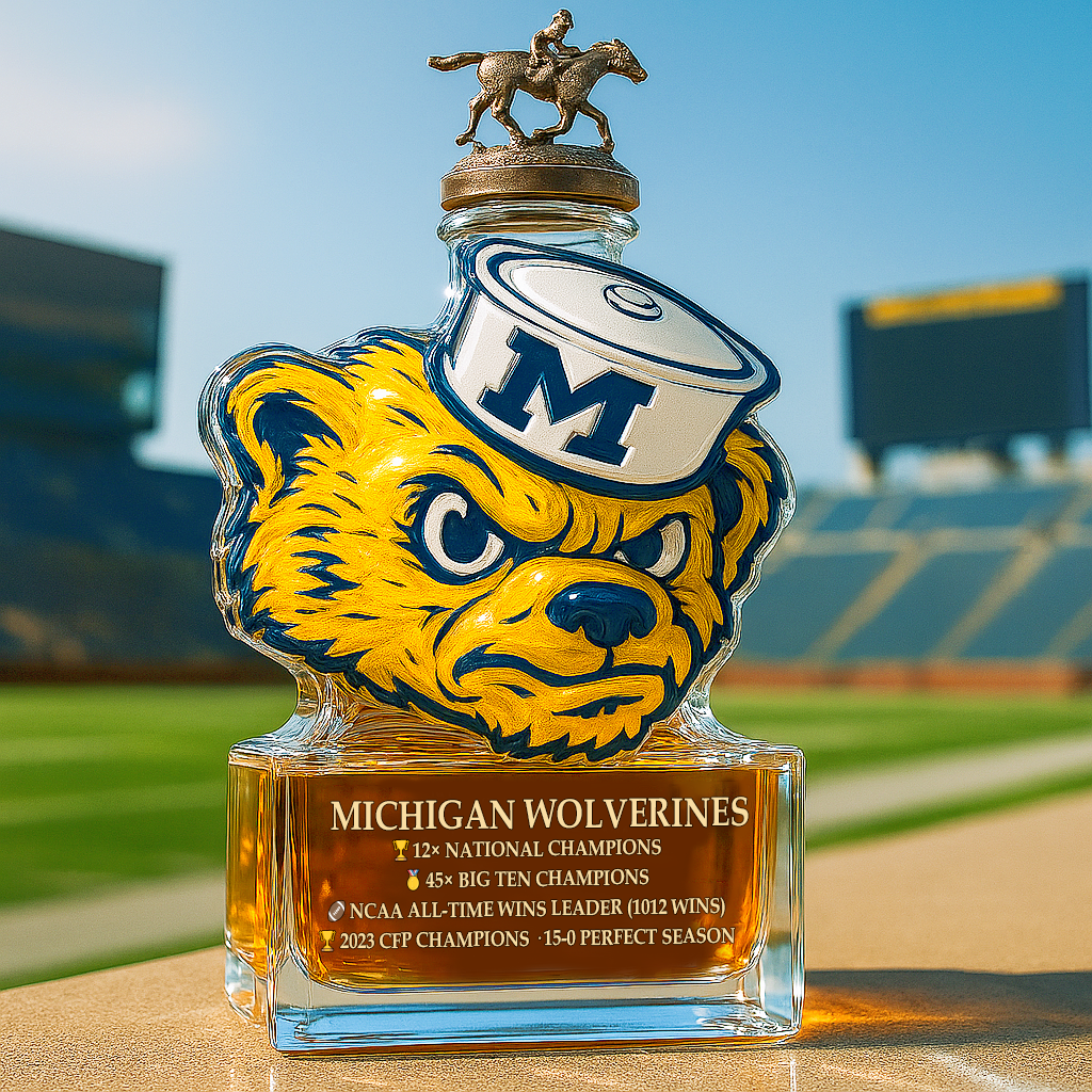 Michigan Wolverines University of Michigan Whiskey Bottle