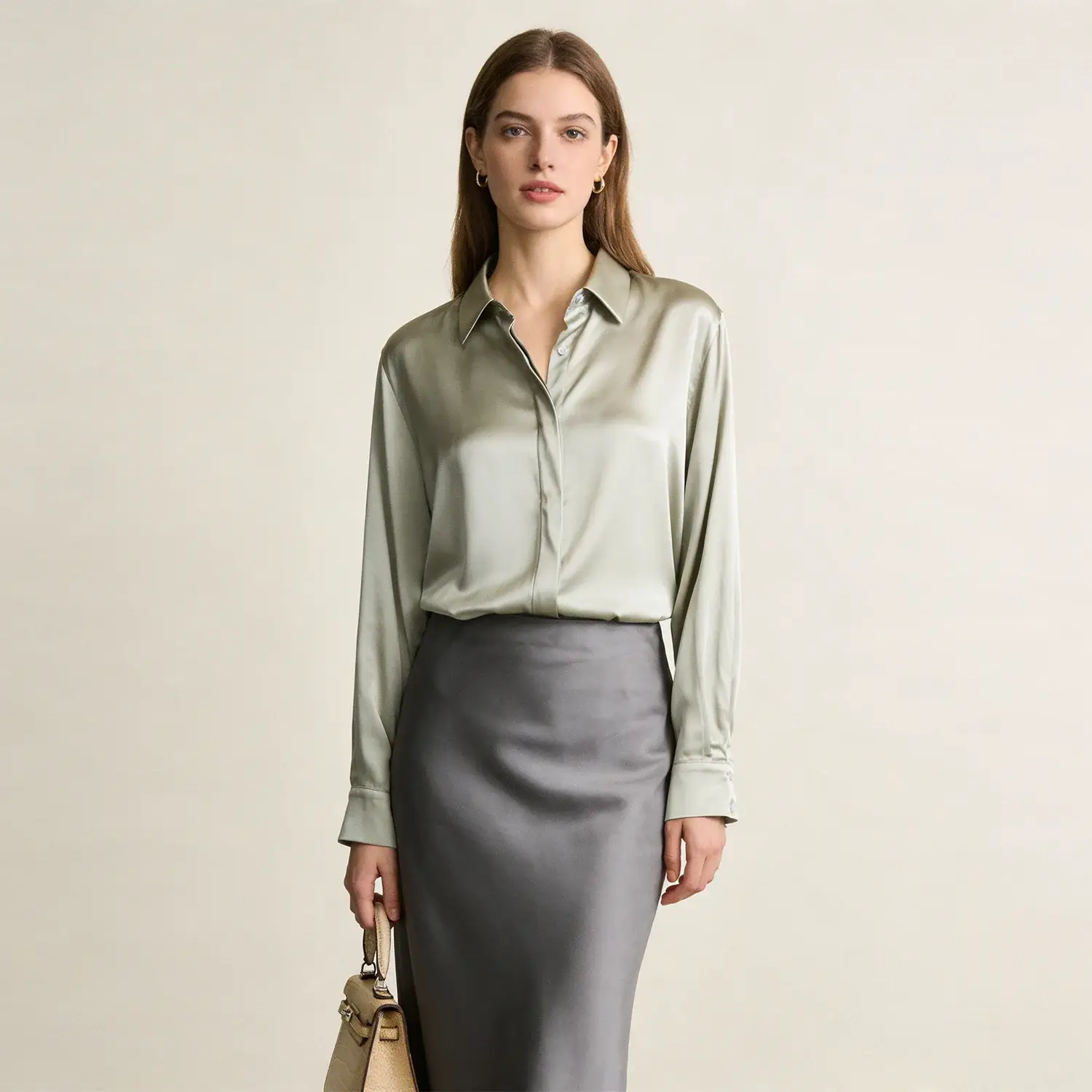 Women's Washable Stretch Silk Square Neck Blouse