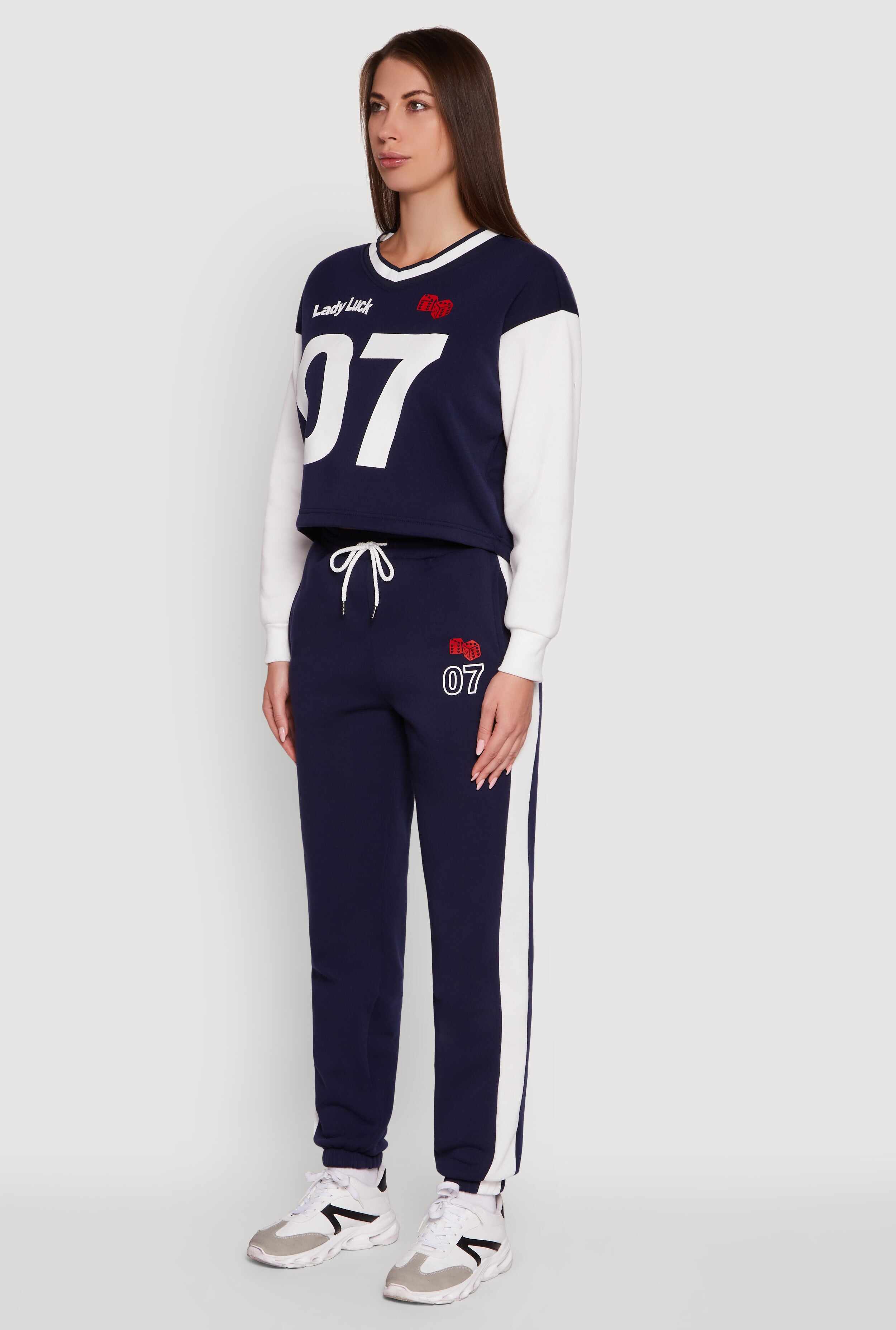 Graphic Varsity Stripe Pull Over Sweatshirt