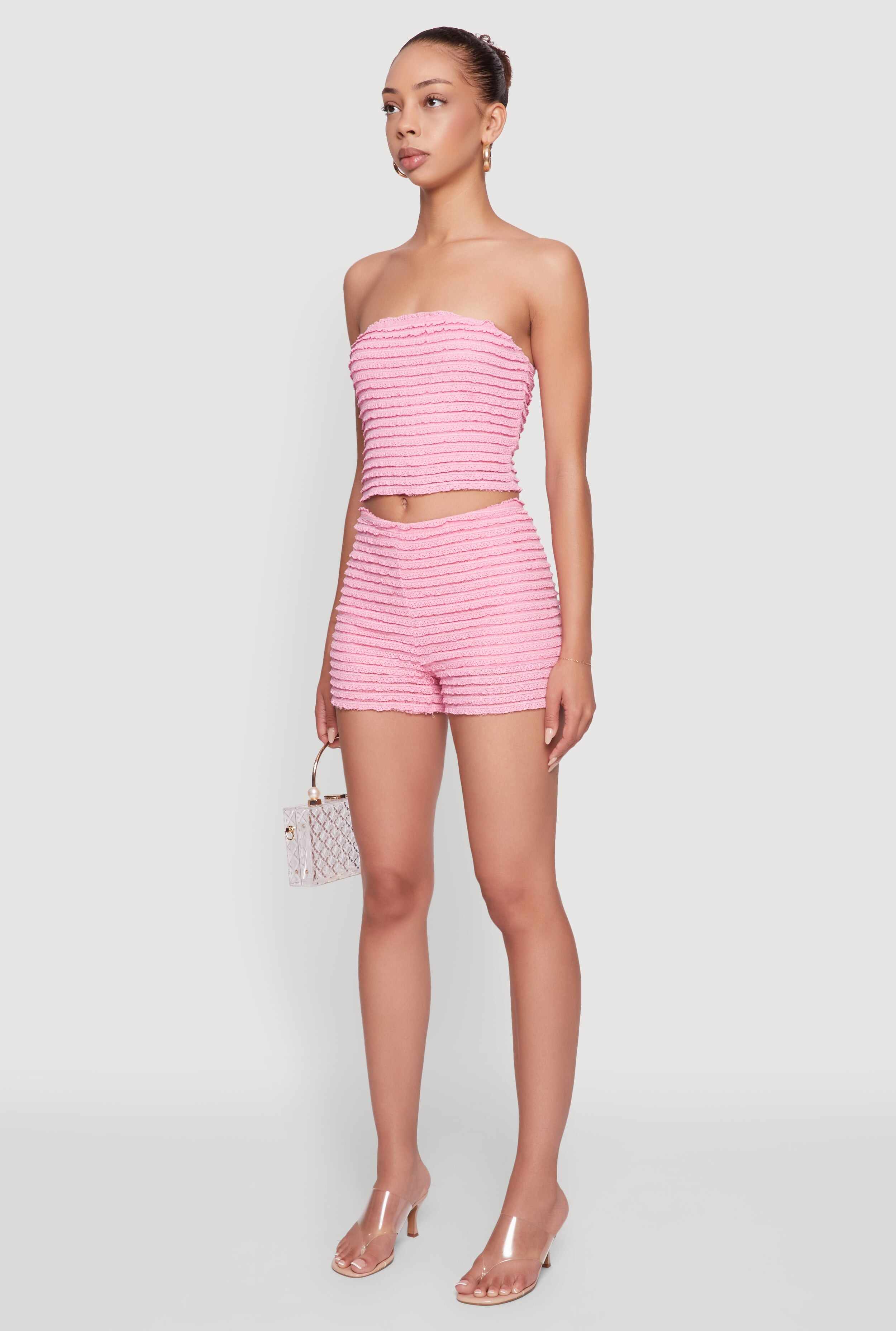 Haute Monde Tiered Lace Cropped Tube Top