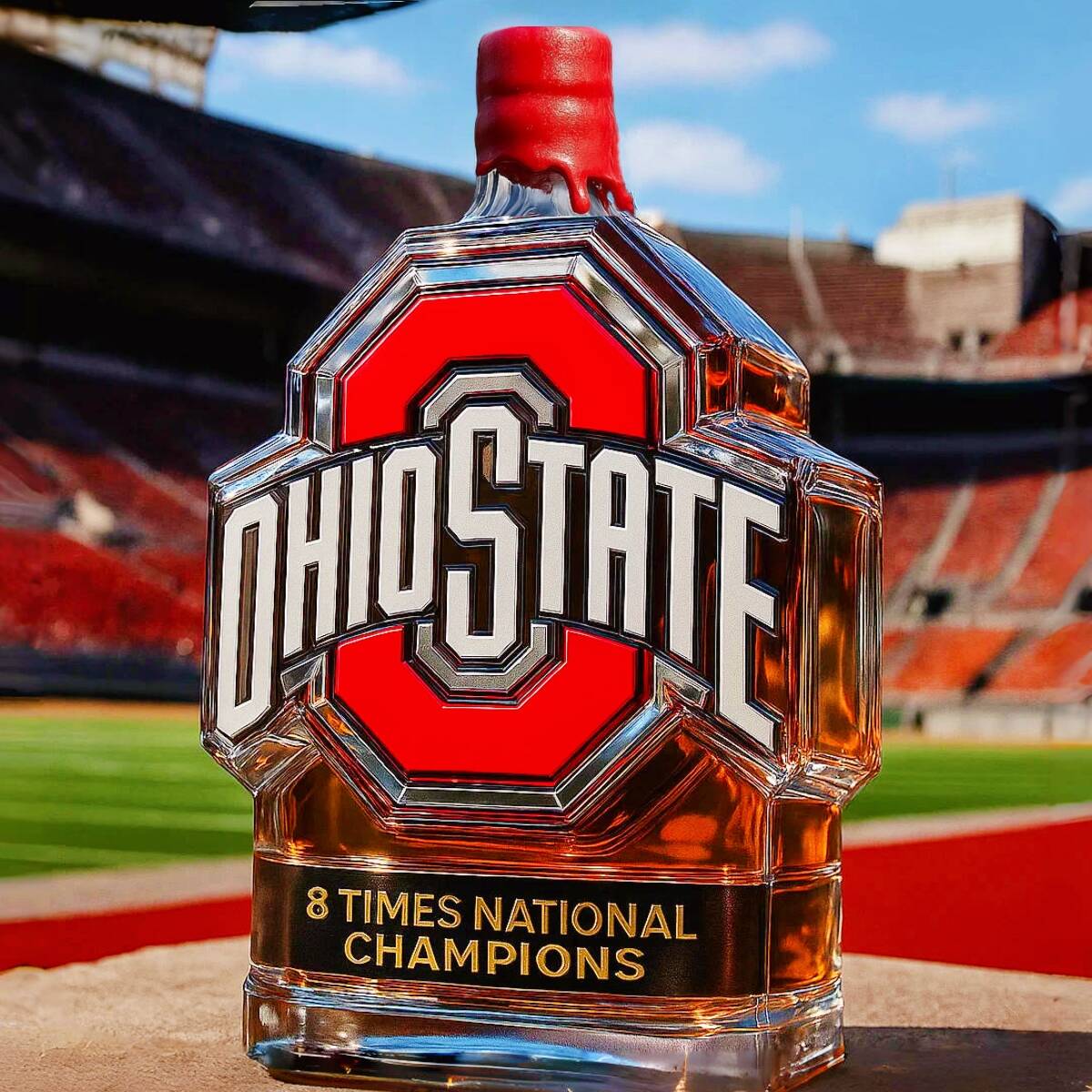 Ohio State Buckeyes 8-Time National Champion Whiskey Bottle