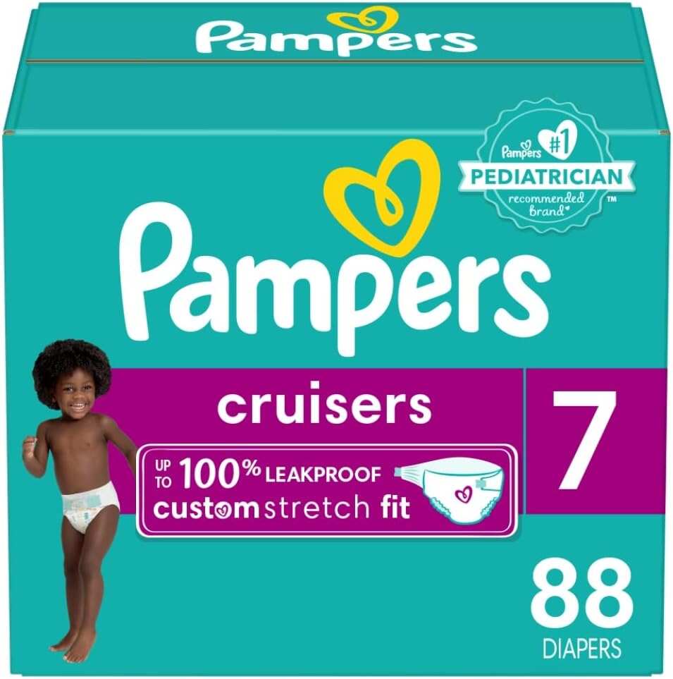 Pampers Cruisers Diapers - Size 5, One Month Supply (128 Count), Disposable Active Baby Diapers with Custom Stretch