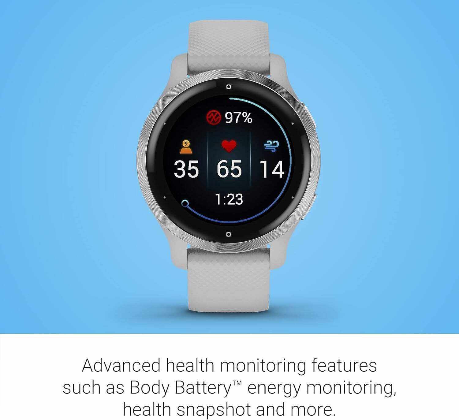 Garmin Venu 2, GPS Smartwatch with Advanced Health Monitoring and Fitness Features, Slate Bezel with Black Case and Silicone Band , 27.9 mm