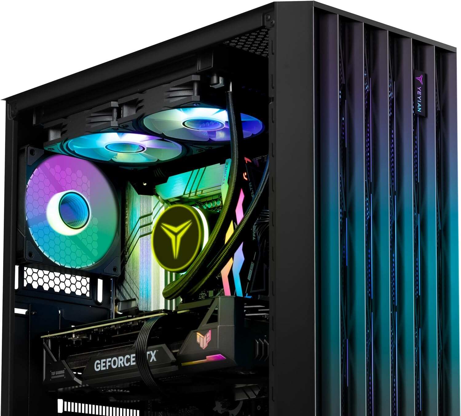 YEYIAN Gaming Computer Phoenix - Intel Core i9 13900KF, GeForce RTX 4070 Super Gaming PC Desktop, 1TB NVMe SSD, 32GB DDR5 6000MHz RAM, Liquid Cooled, Win 11 Home, WiFi 6, AI Powered Desktop Computer