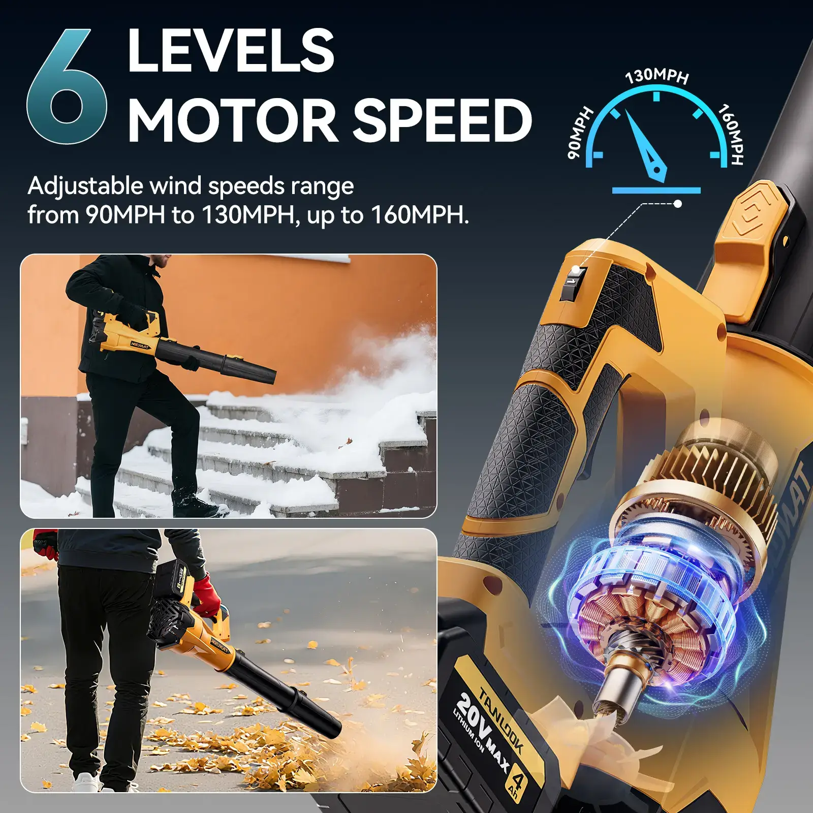 Cordless Leaf Blower - 580CFM, 160MPH, Lightweight