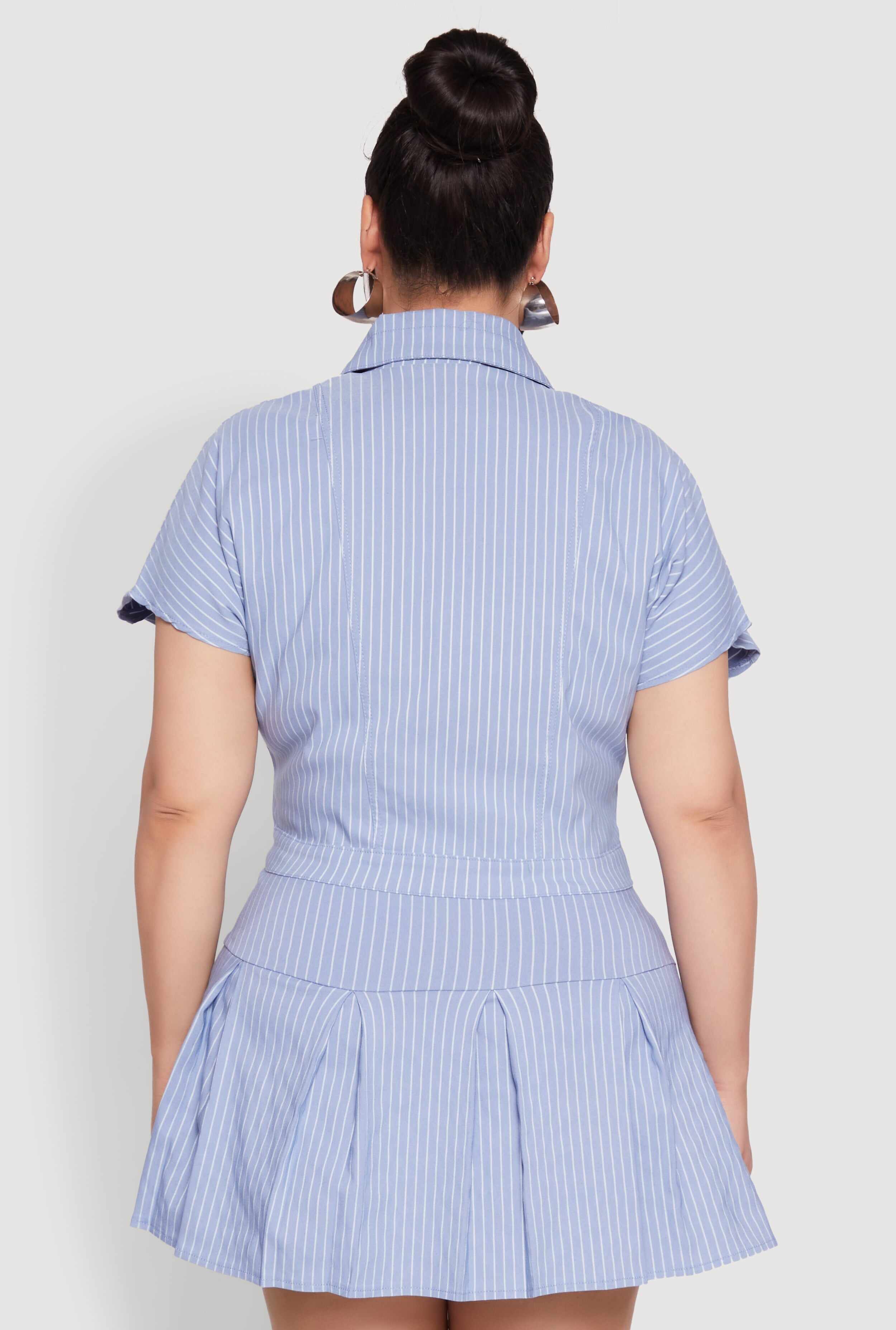 Plus Size Pinstripe Hyperstretch Crop Top