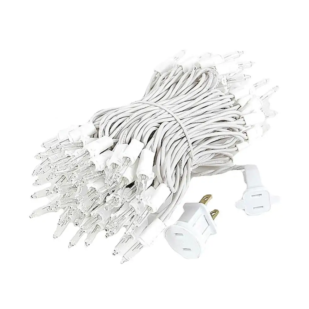 100 Light Christmas Mini Light Set, Black Wire, 34' Long