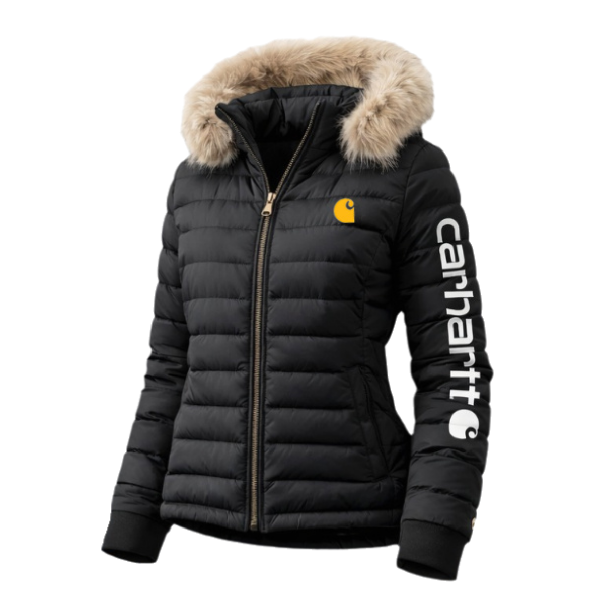 Women's Hooded Wool-Lined Down Black Jacket