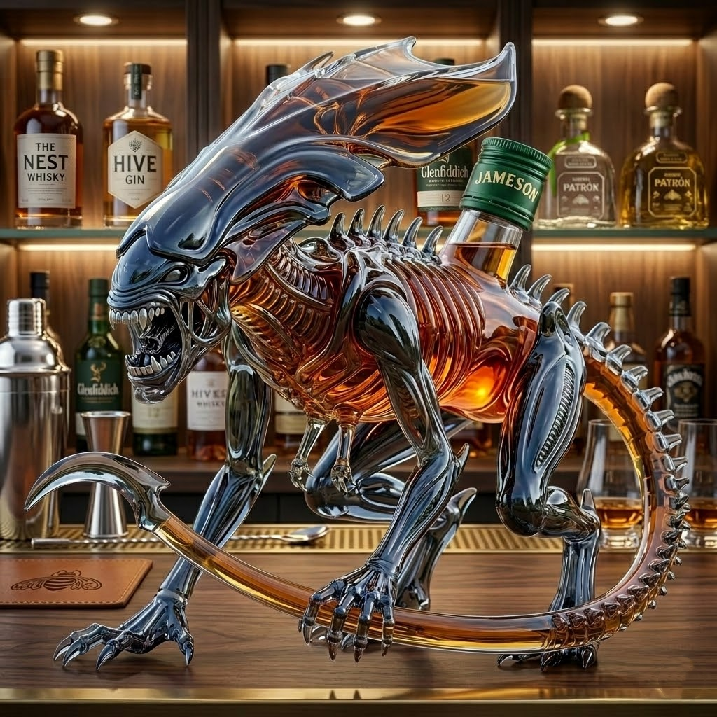 Alien Queen Collectible Commemorative Black Rum 3D Sculpted Collector's Edition Bottle