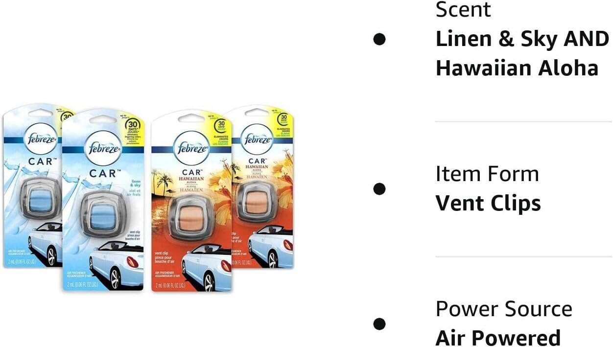 Febreze Car Air Fresheners, New Car Scent, Odor Eliminator for Strong Odors Car Vent Clips (2 Count)