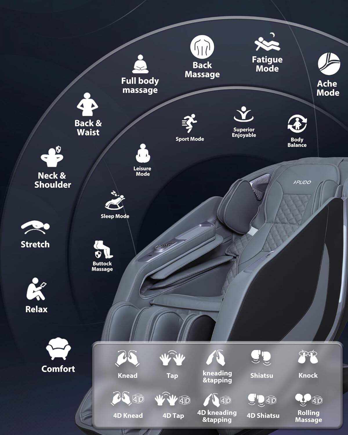 PUDO 2023 4D Massage Chair Full Body | Zero Gravity Shiatsu Massage Chairs Recliner with AI Voice with Heated SL Track Bluetooth Speaker Airbag Yoga Stretch, Foot Roller Auto Legrest (Beige)