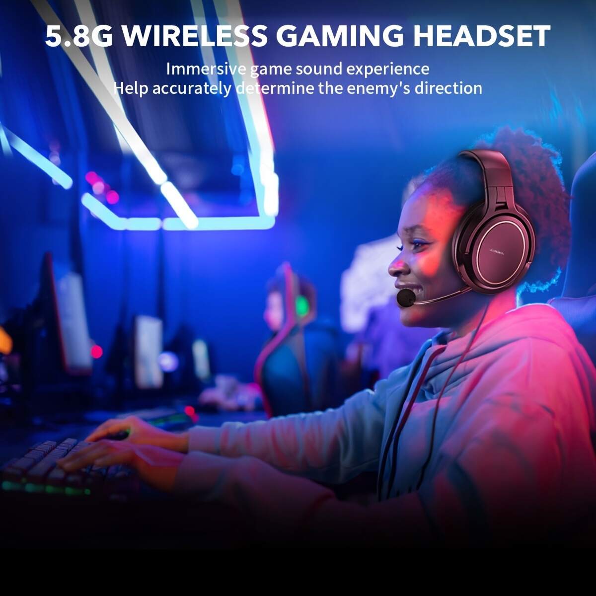 NUBWO Noise Cancelling Wireless Gaming Headset 5.8G For PS5,PS4,PC G01 Black